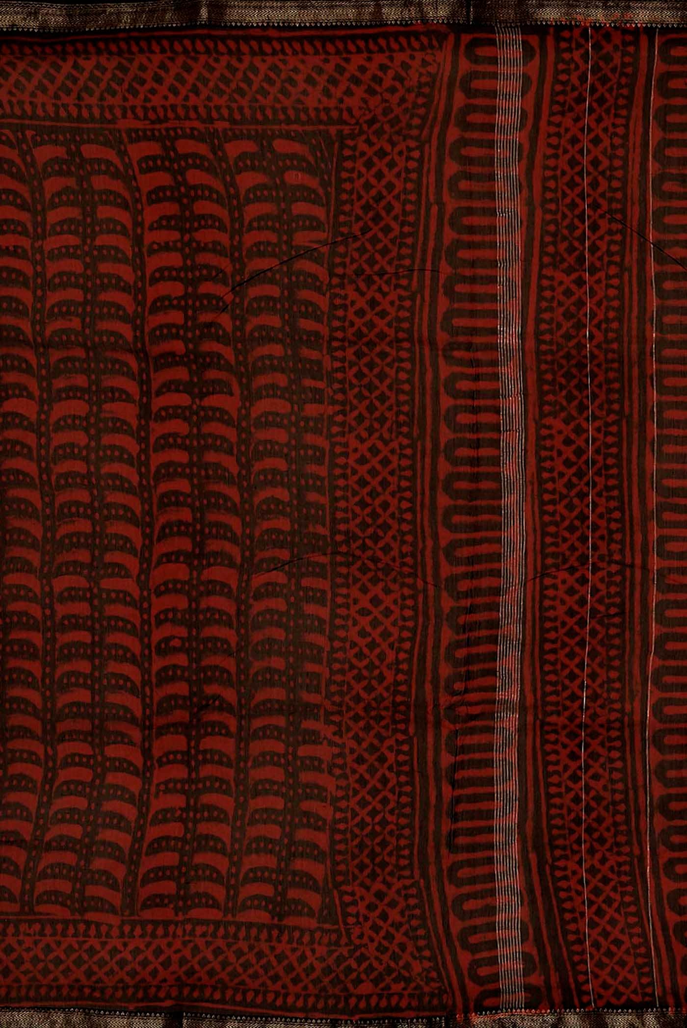 Maroon Maheshwari Silk Cotton Saree