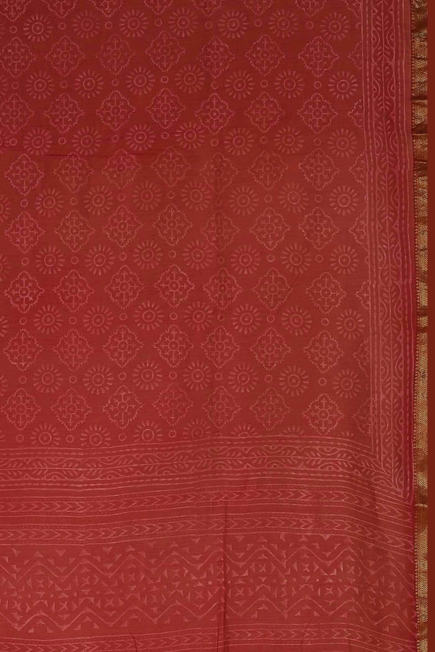 Red Maheshwari Silk Cotton Saree