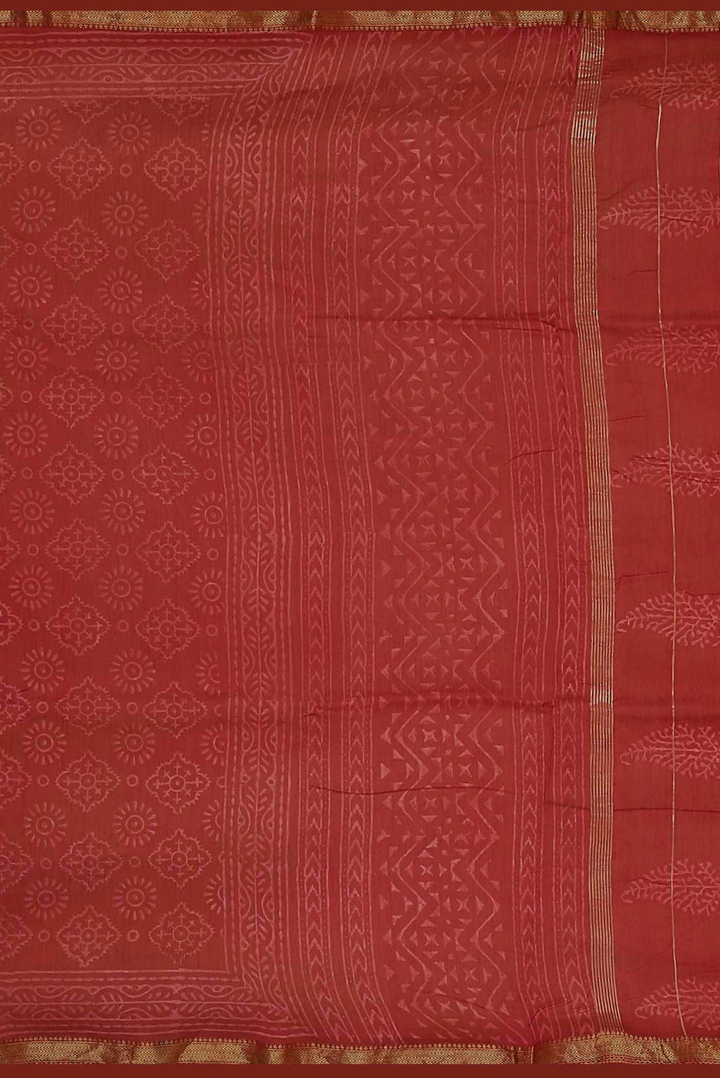 Red Maheshwari Silk Cotton Saree