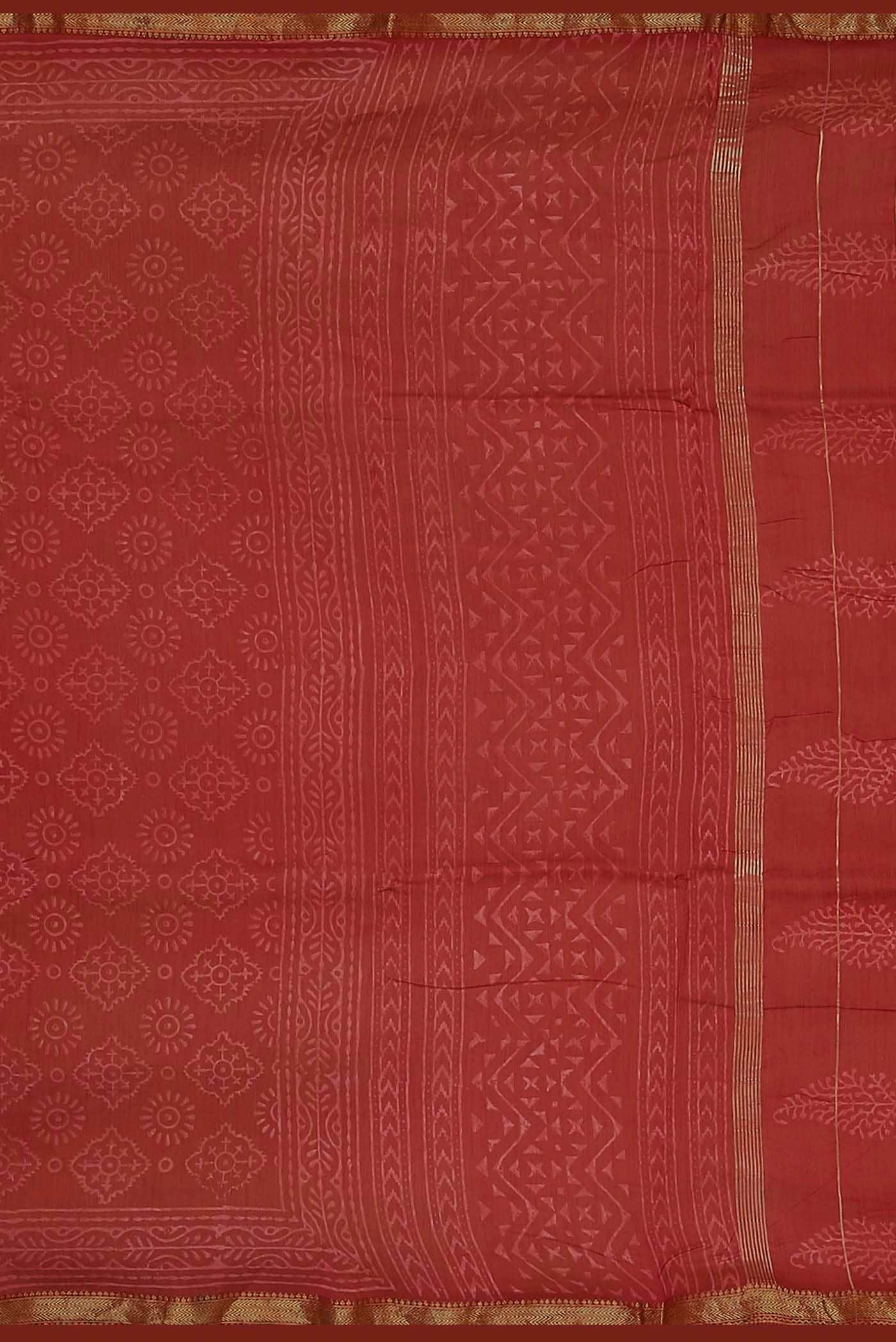 Red Maheshwari Silk Cotton Saree