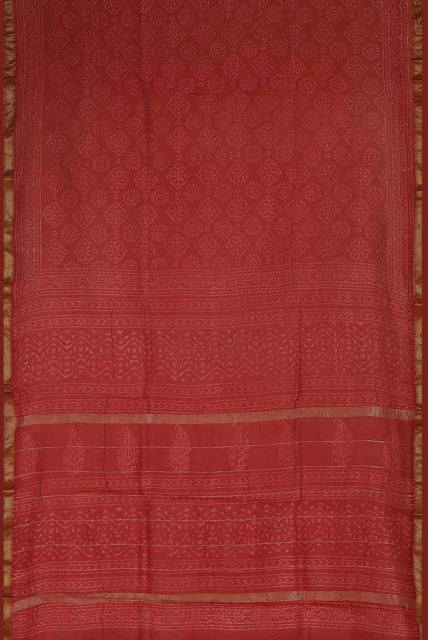 Red Maheshwari Silk Cotton Saree