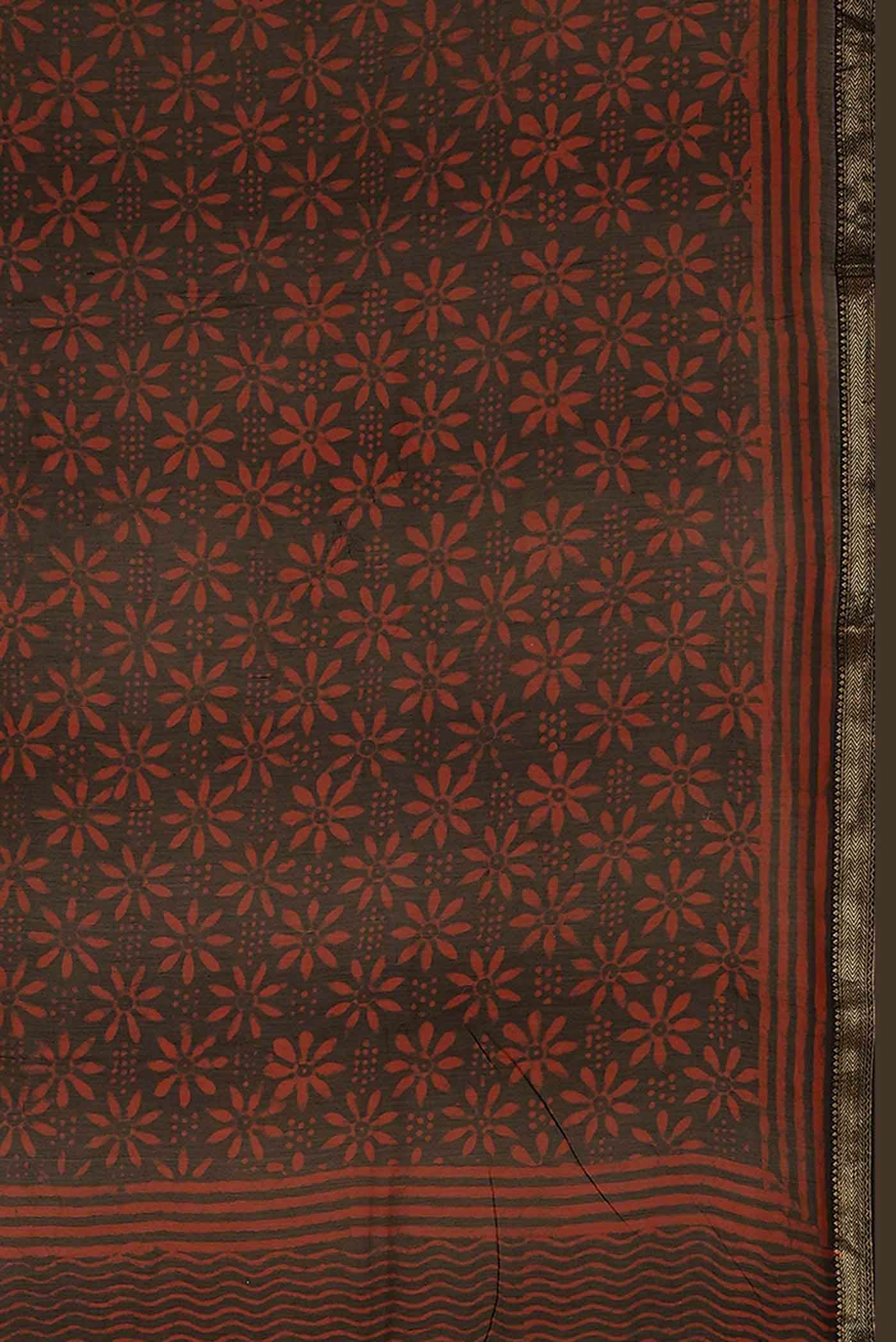 Black Maheshwari Silk Cotton Saree