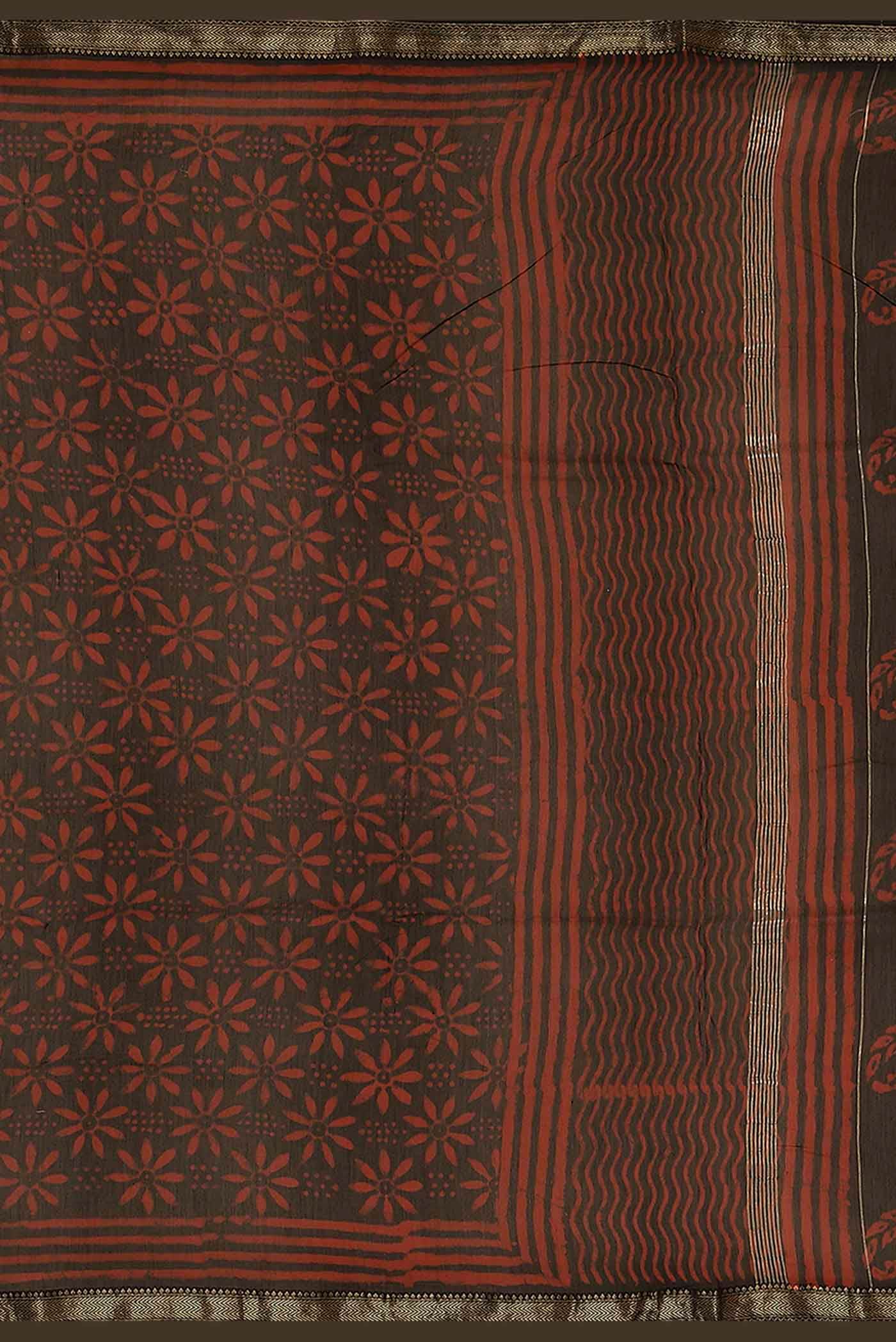 Black Maheshwari Silk Cotton Saree