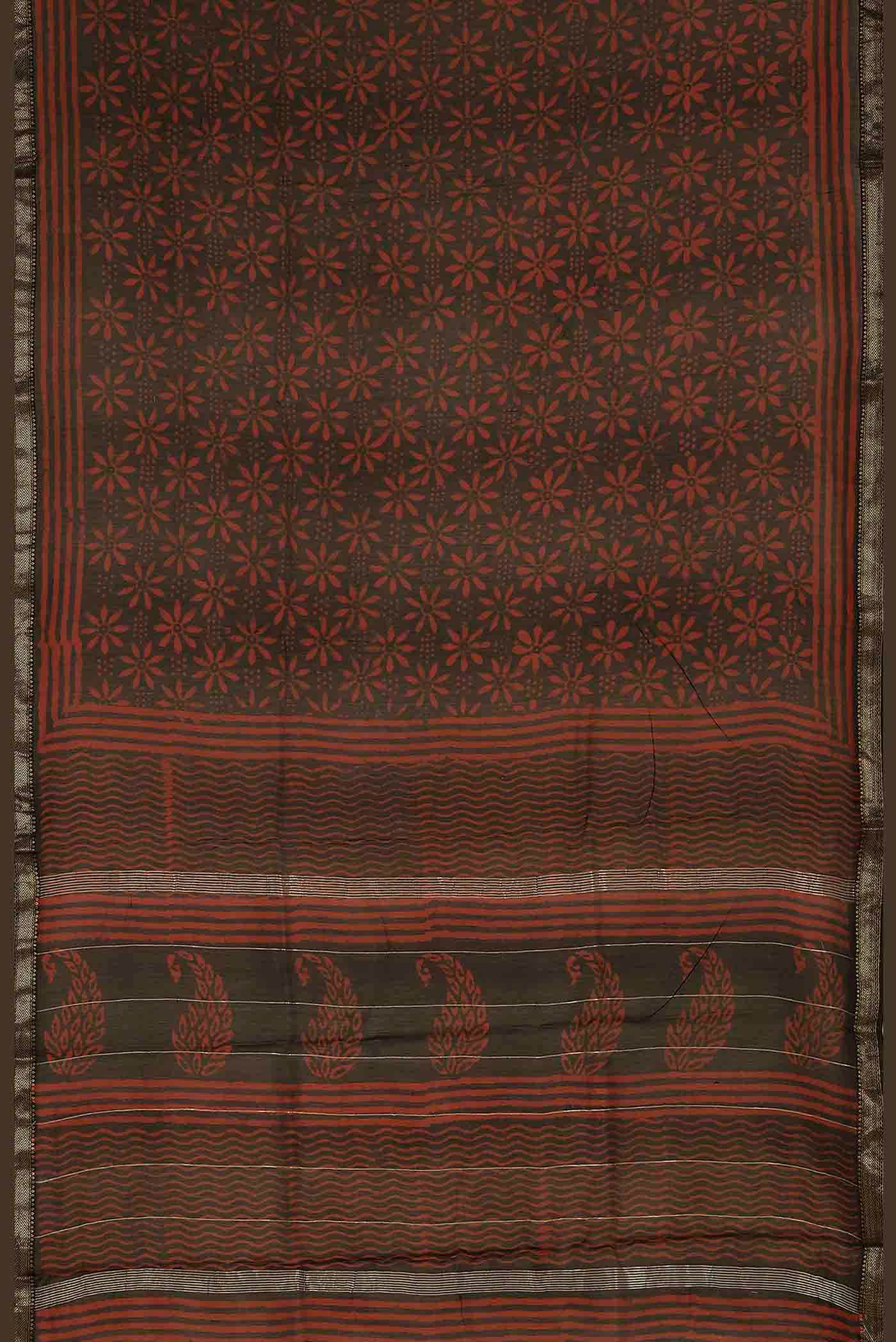 Black Maheshwari Silk Cotton Saree