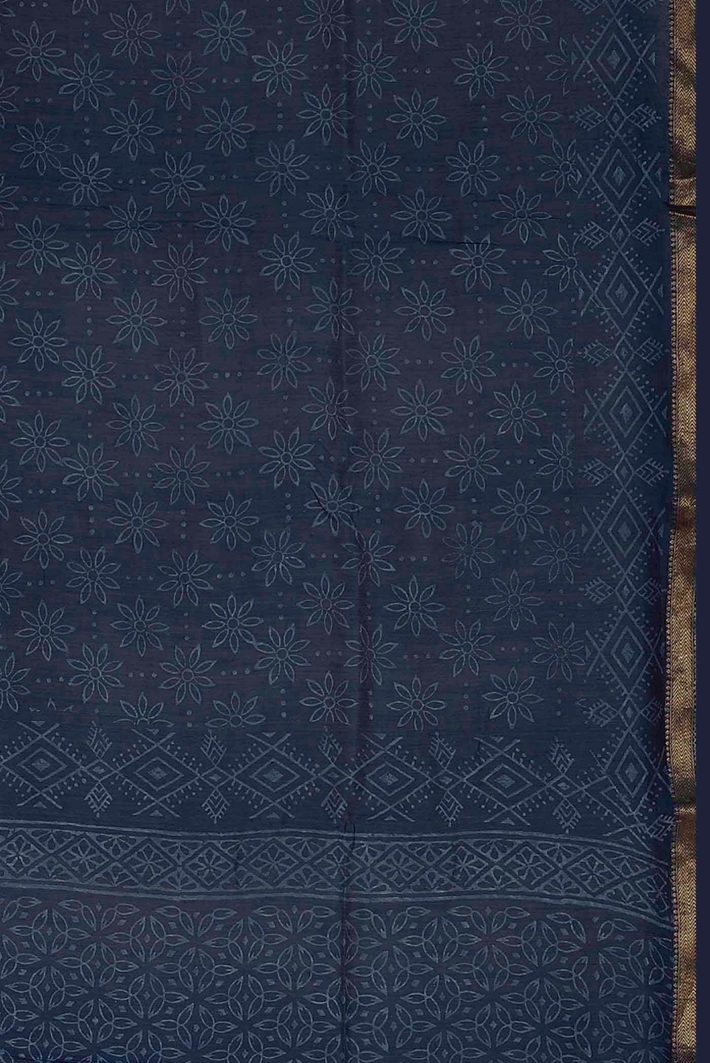 Blue Maheshwari Silk Cotton Saree