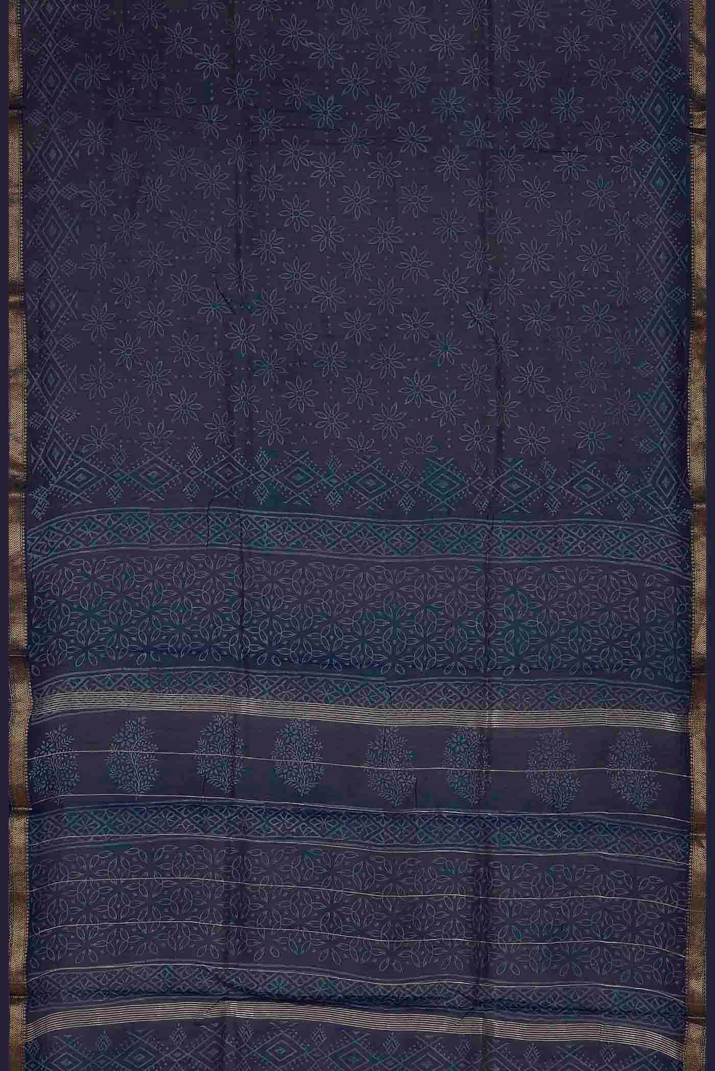 Blue Maheshwari Silk Cotton Saree