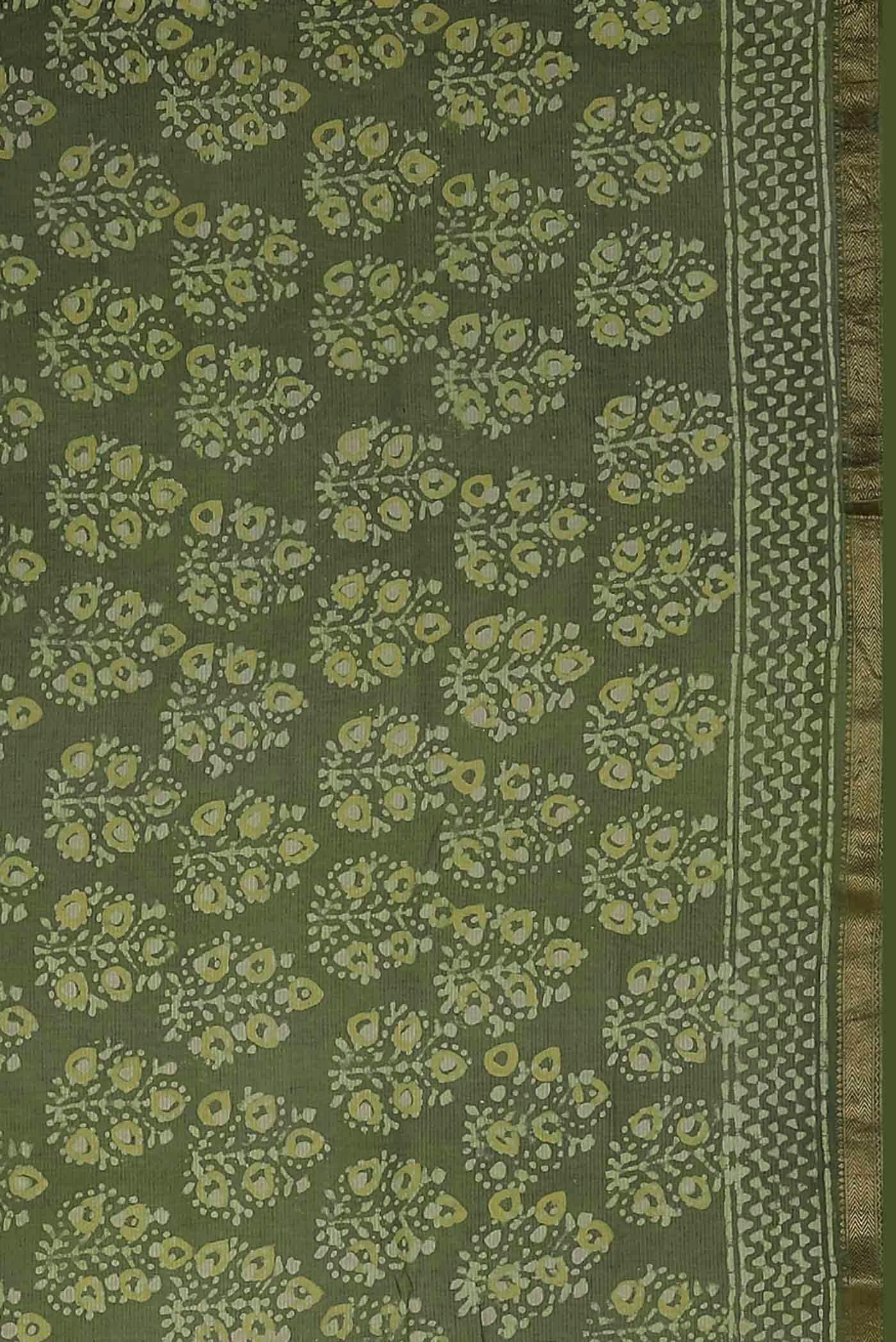 Green Maheshwari Silk Cotton Saree