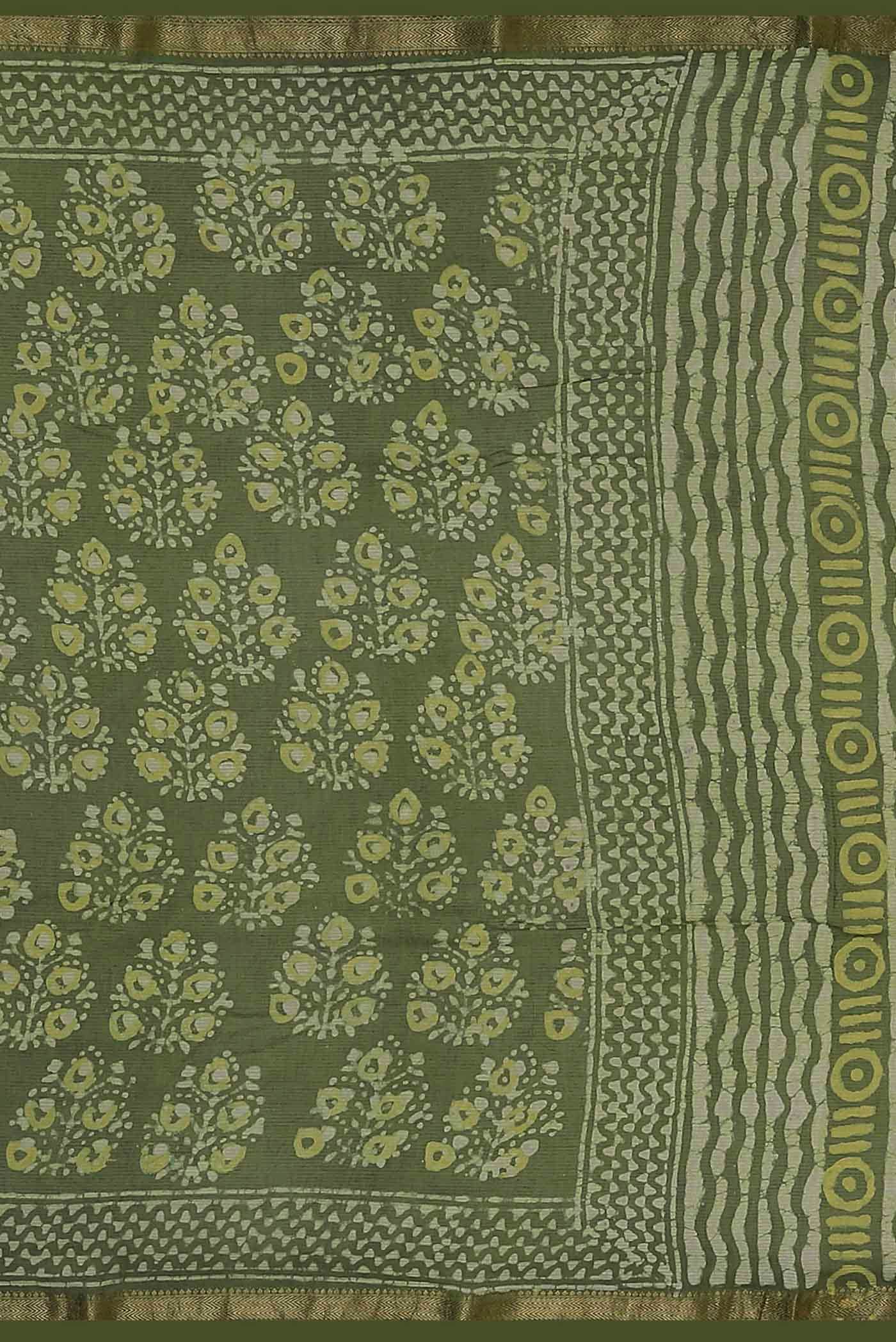 Green Maheshwari Silk Cotton Saree