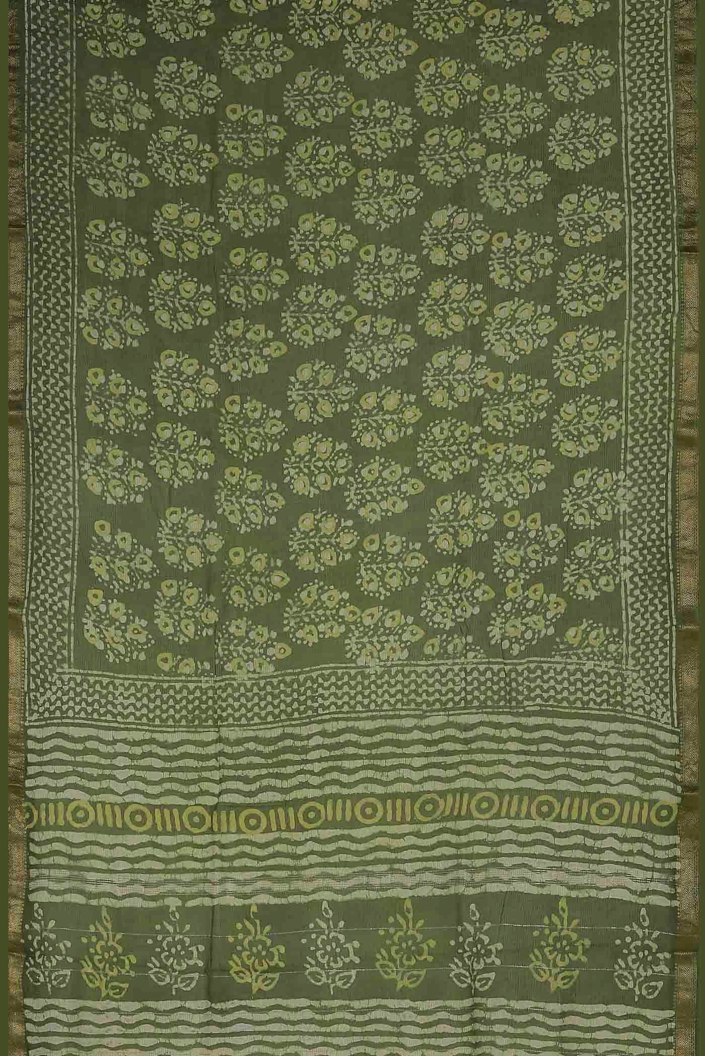 Green Maheshwari Silk Cotton Saree