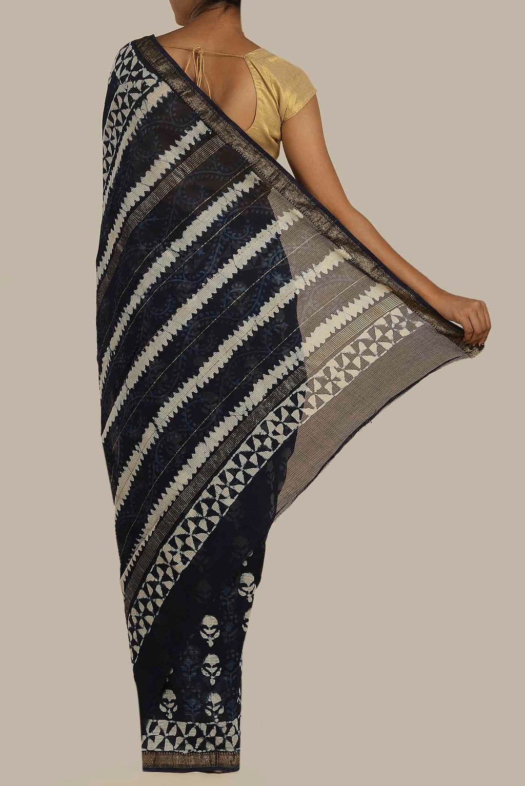 Blue Maheshwari Silk Cotton Saree