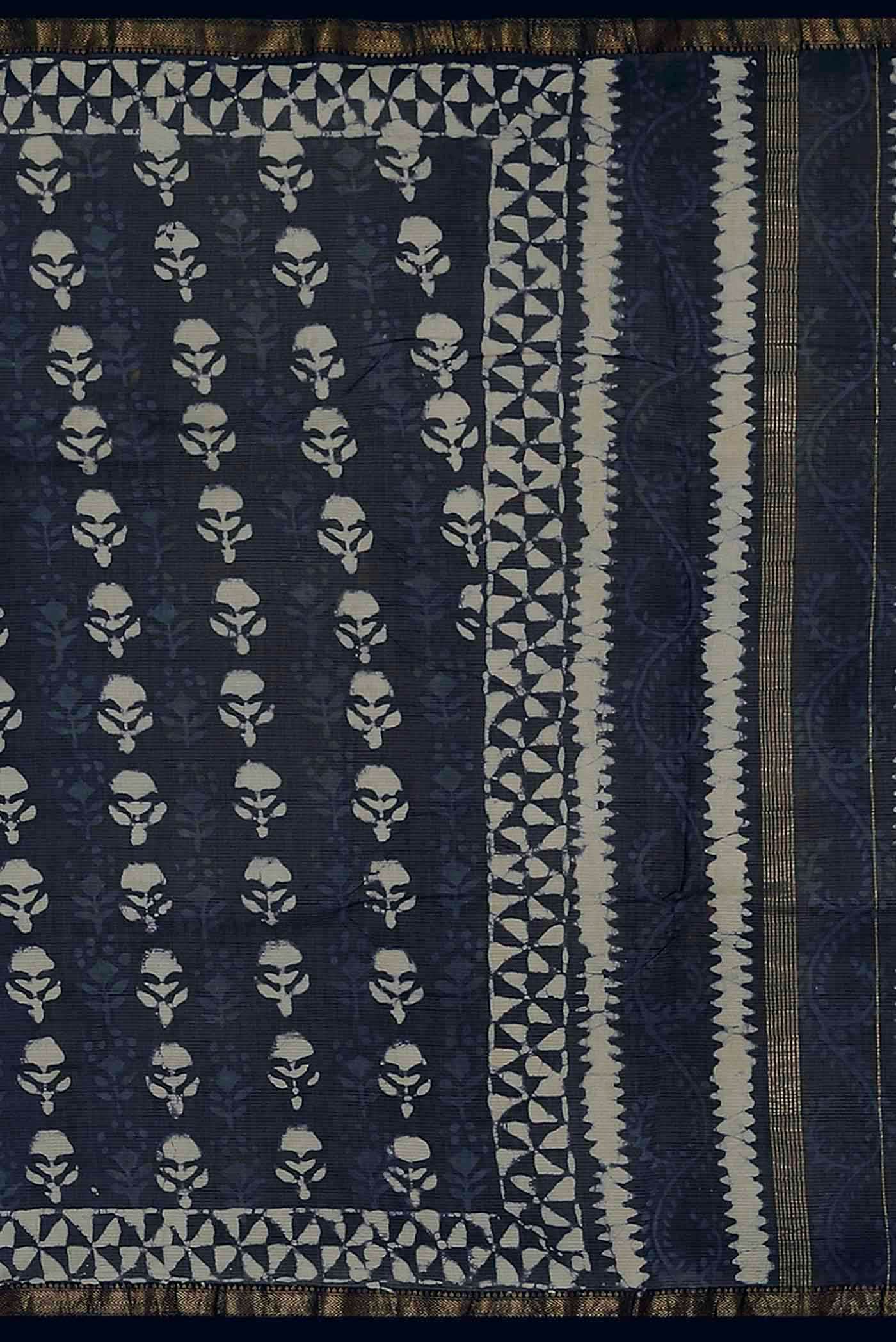 Blue Maheshwari Silk Cotton Saree