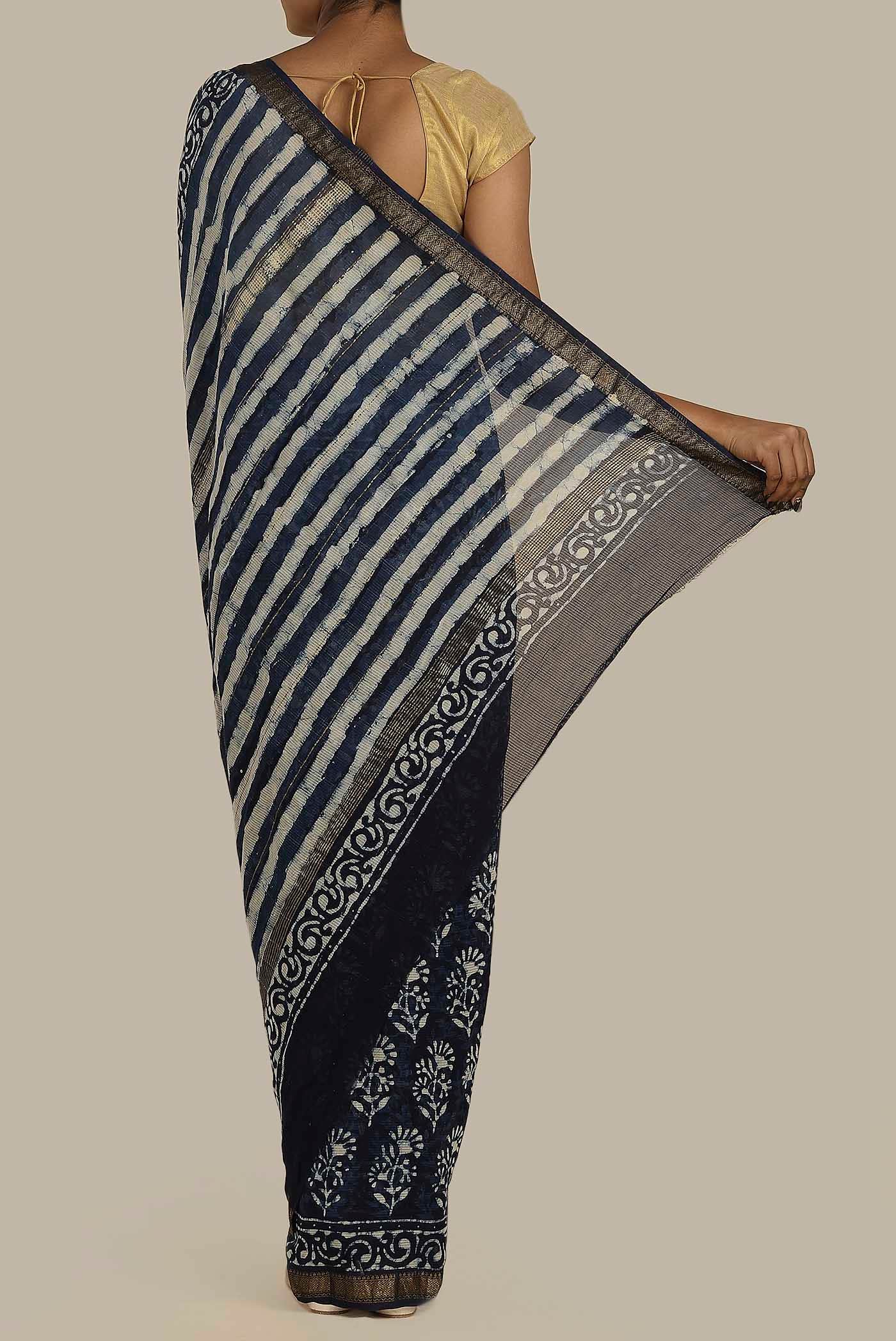 Blue Maheshwari Silk Cotton Saree