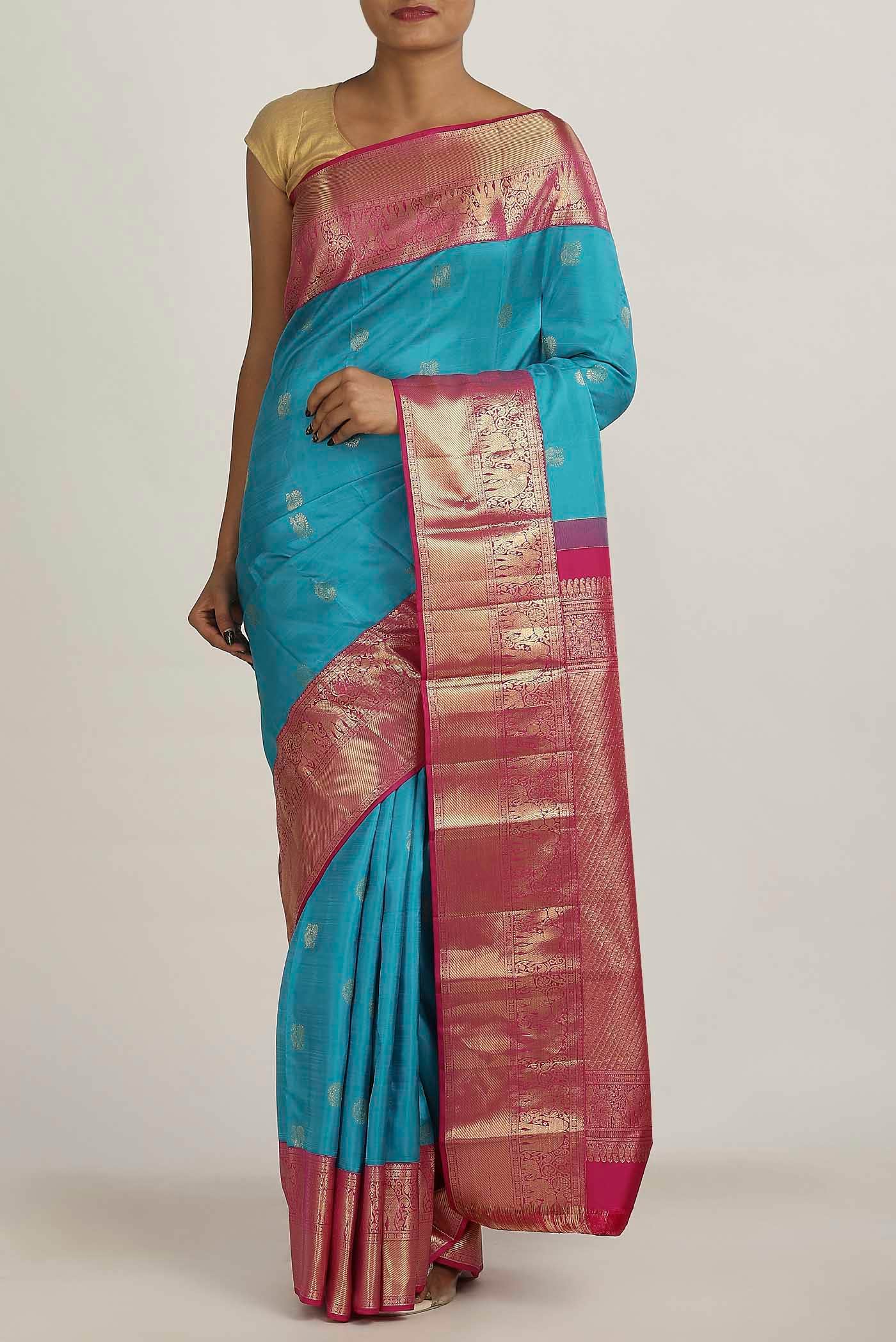 Blue Kanchipuram Silk Saree