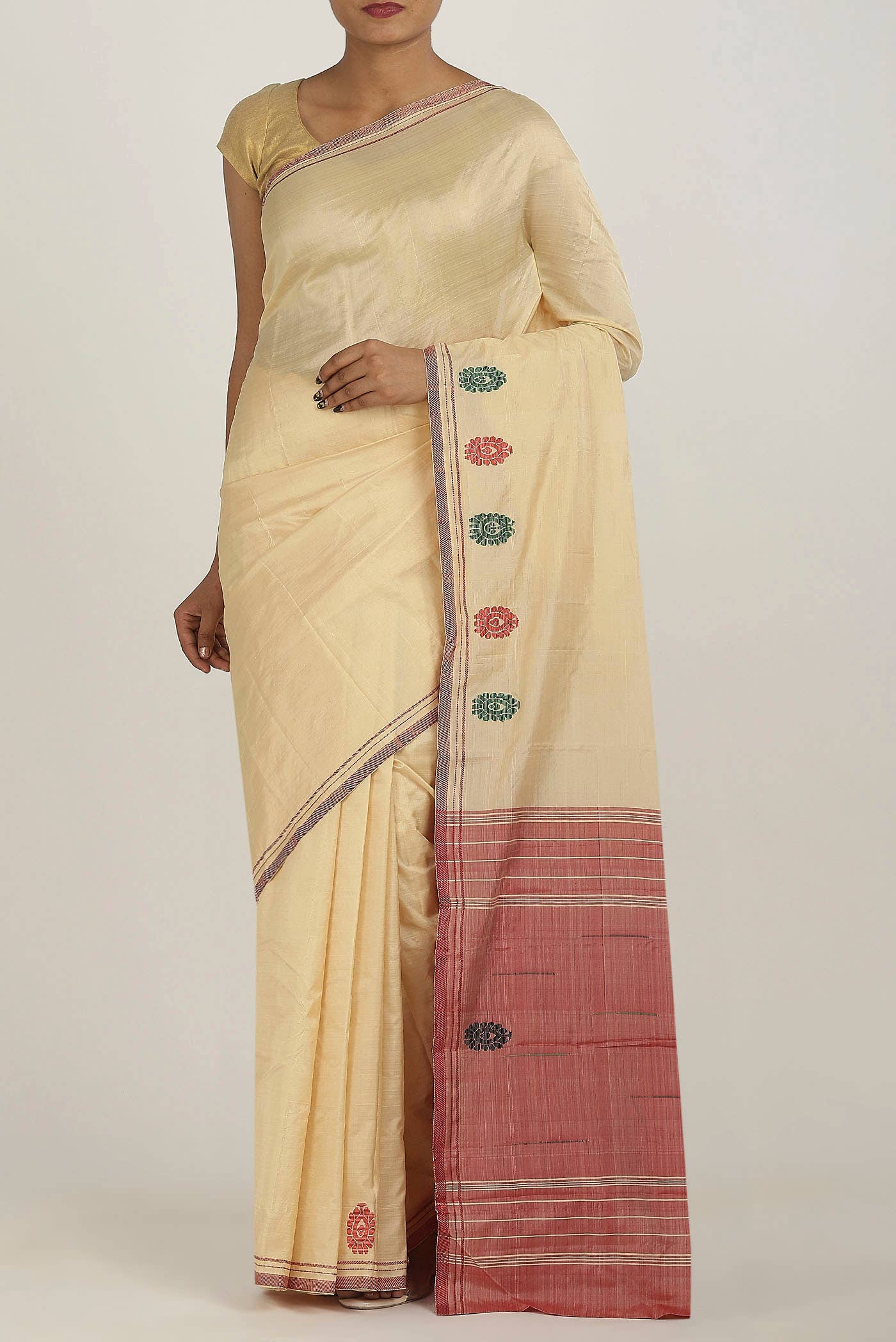 Beige Kanchipuram Silk Saree