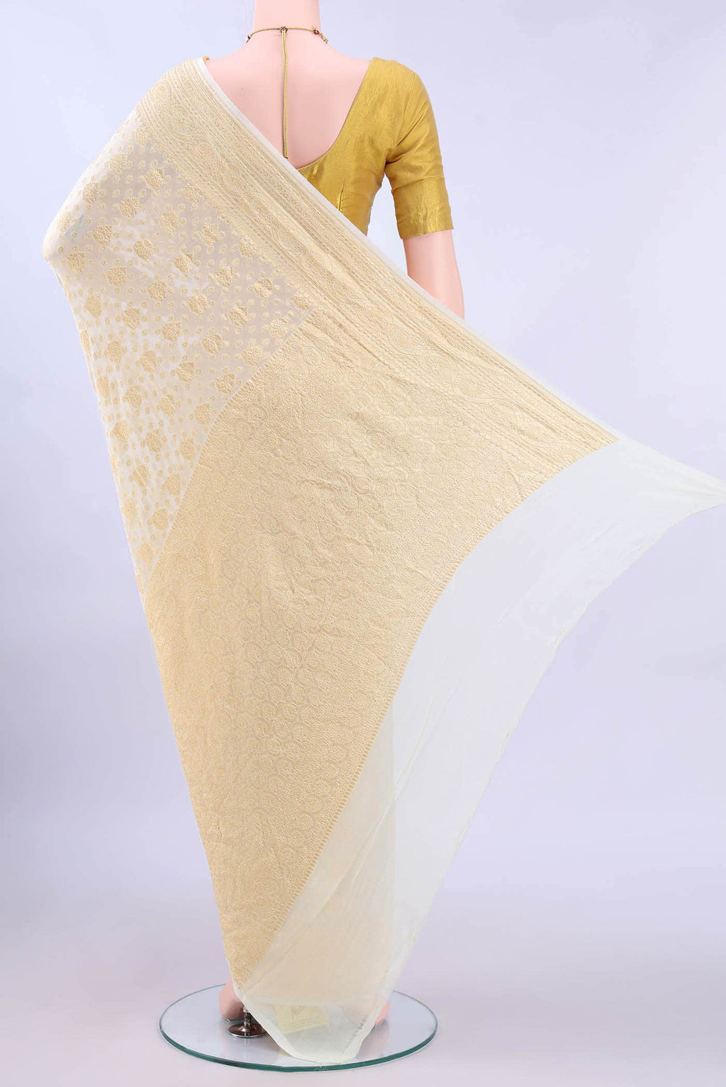 Off White Banarasi Georgette Saree