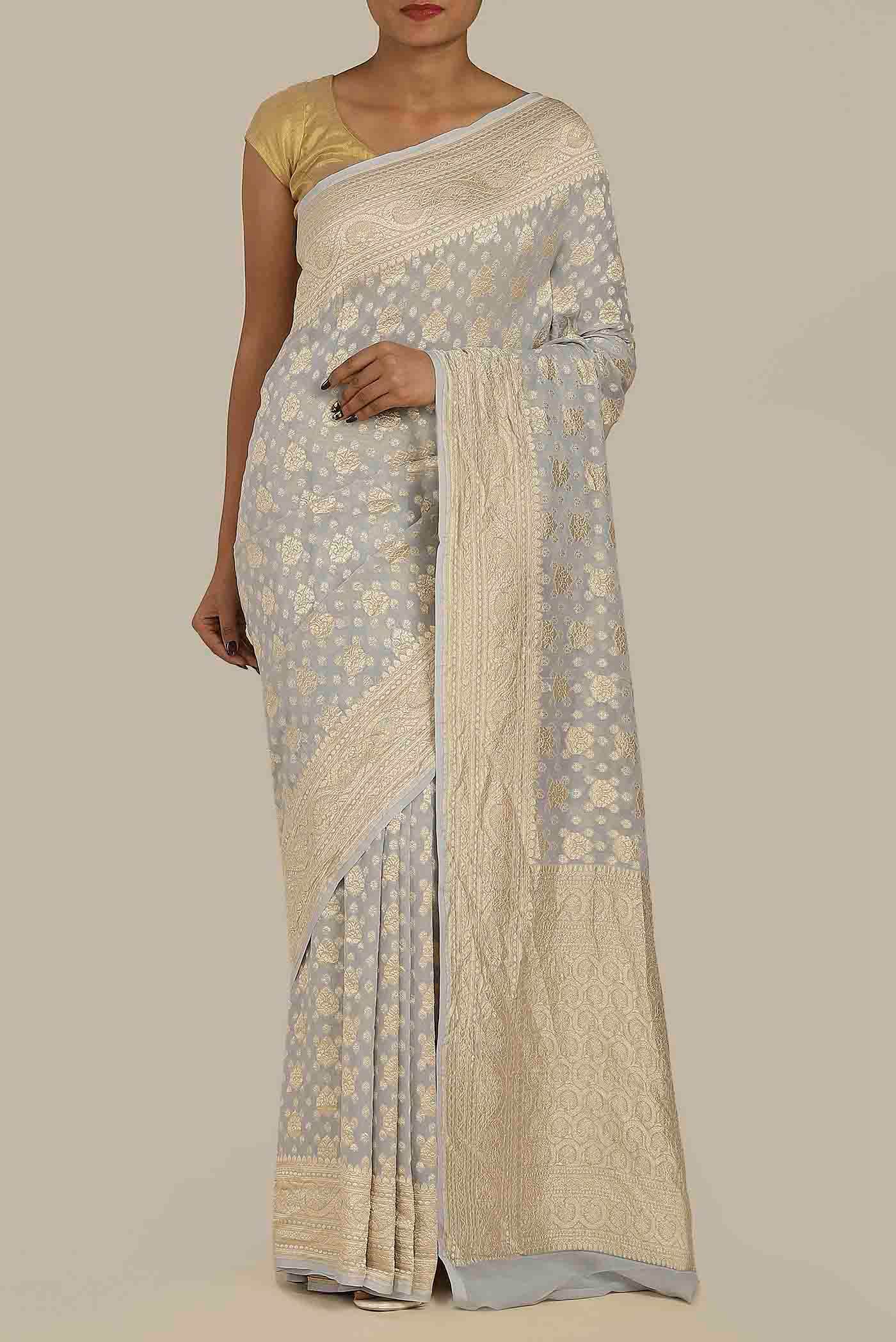 Beige Banarasi Georgette Saree