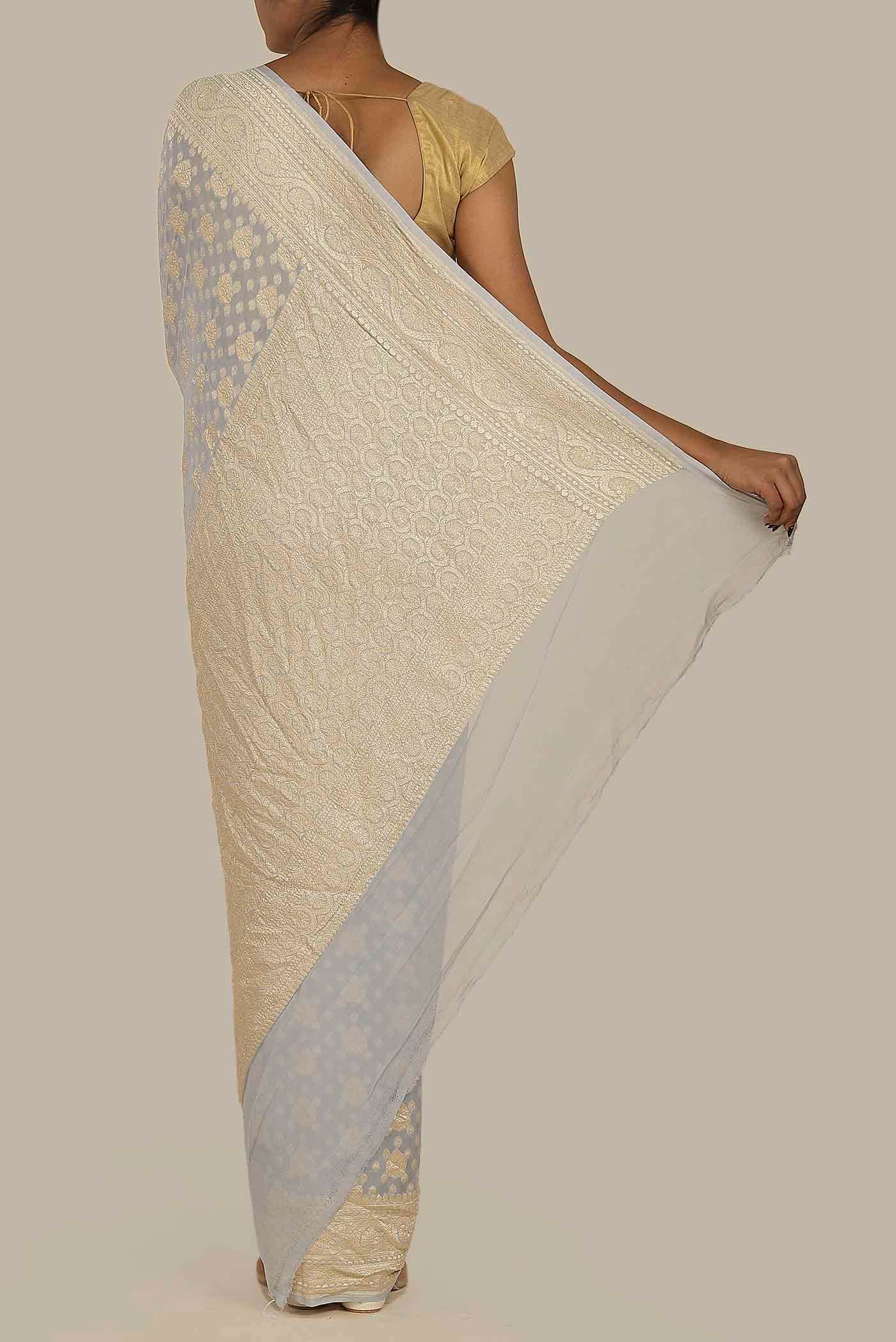 Beige Banarasi Georgette Saree