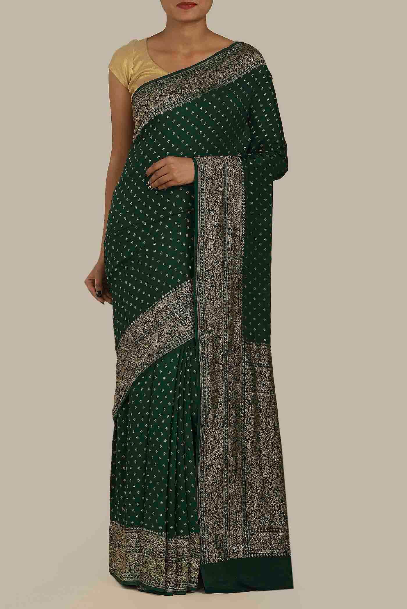 Green Banarasi Georgette Saree