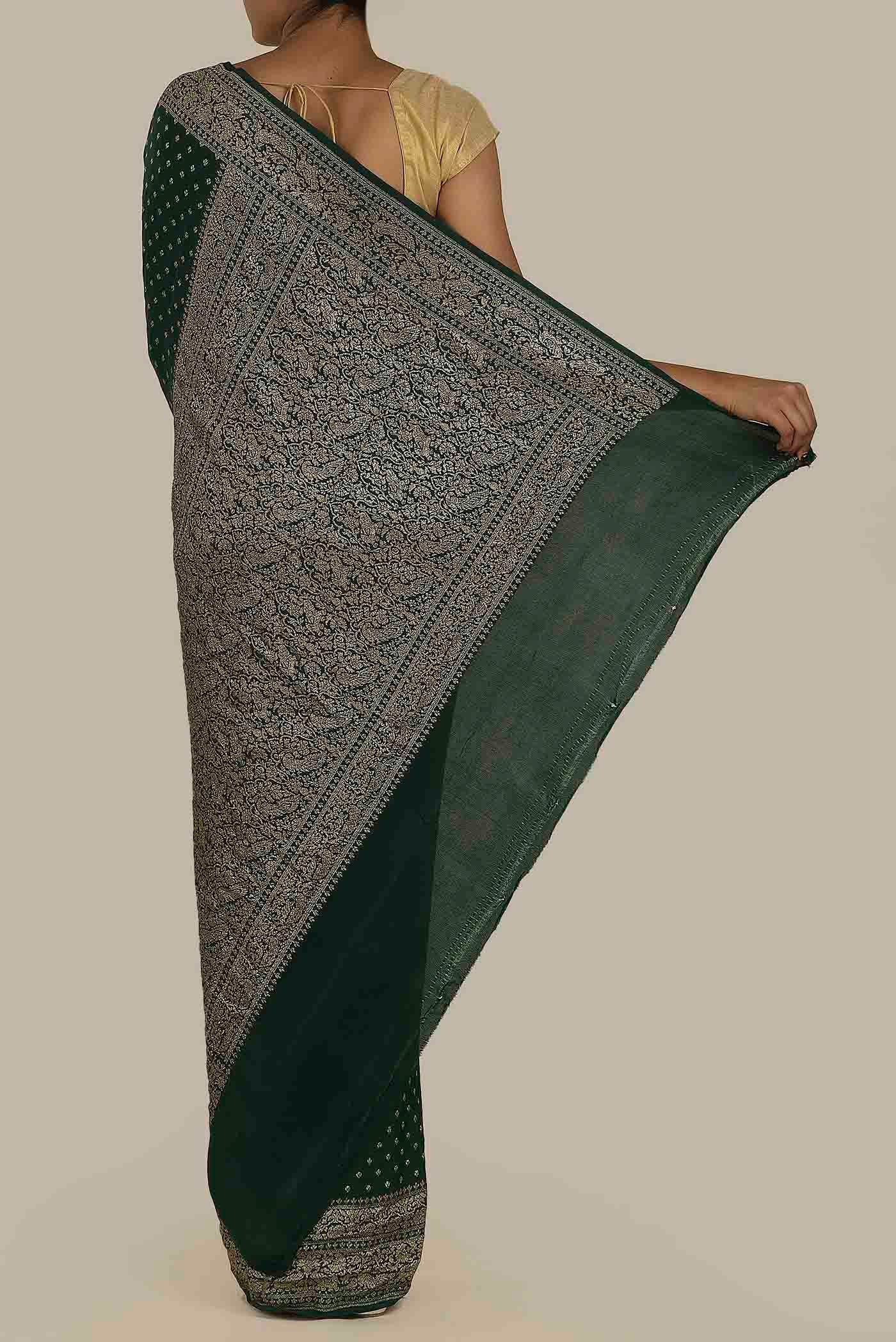 Green Banarasi Georgette Saree