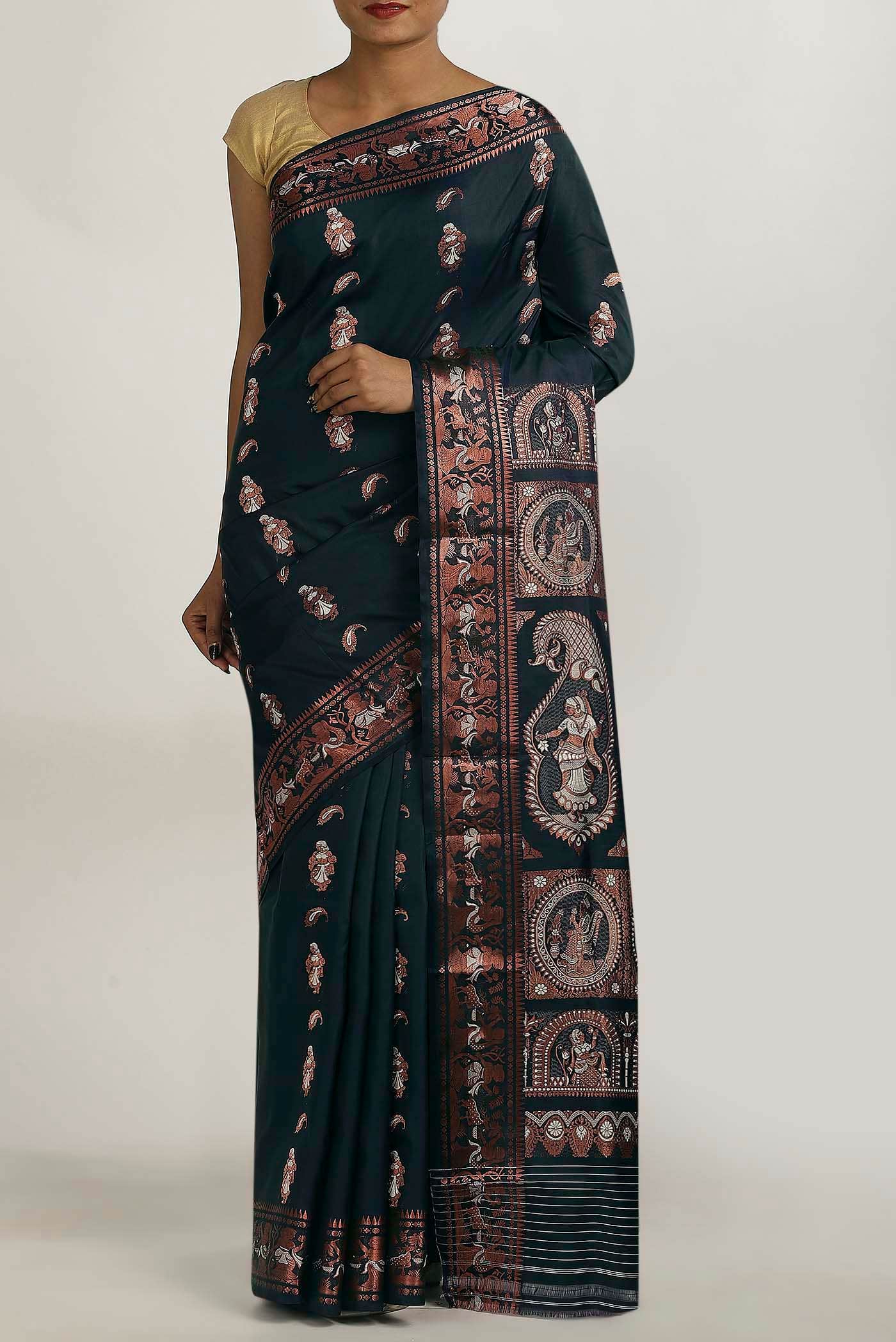 Black Gadwal Silk Saree