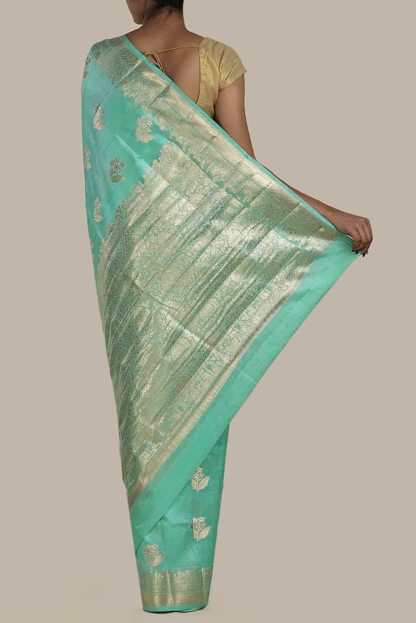 Blue Banarasi Raw Silk Saree