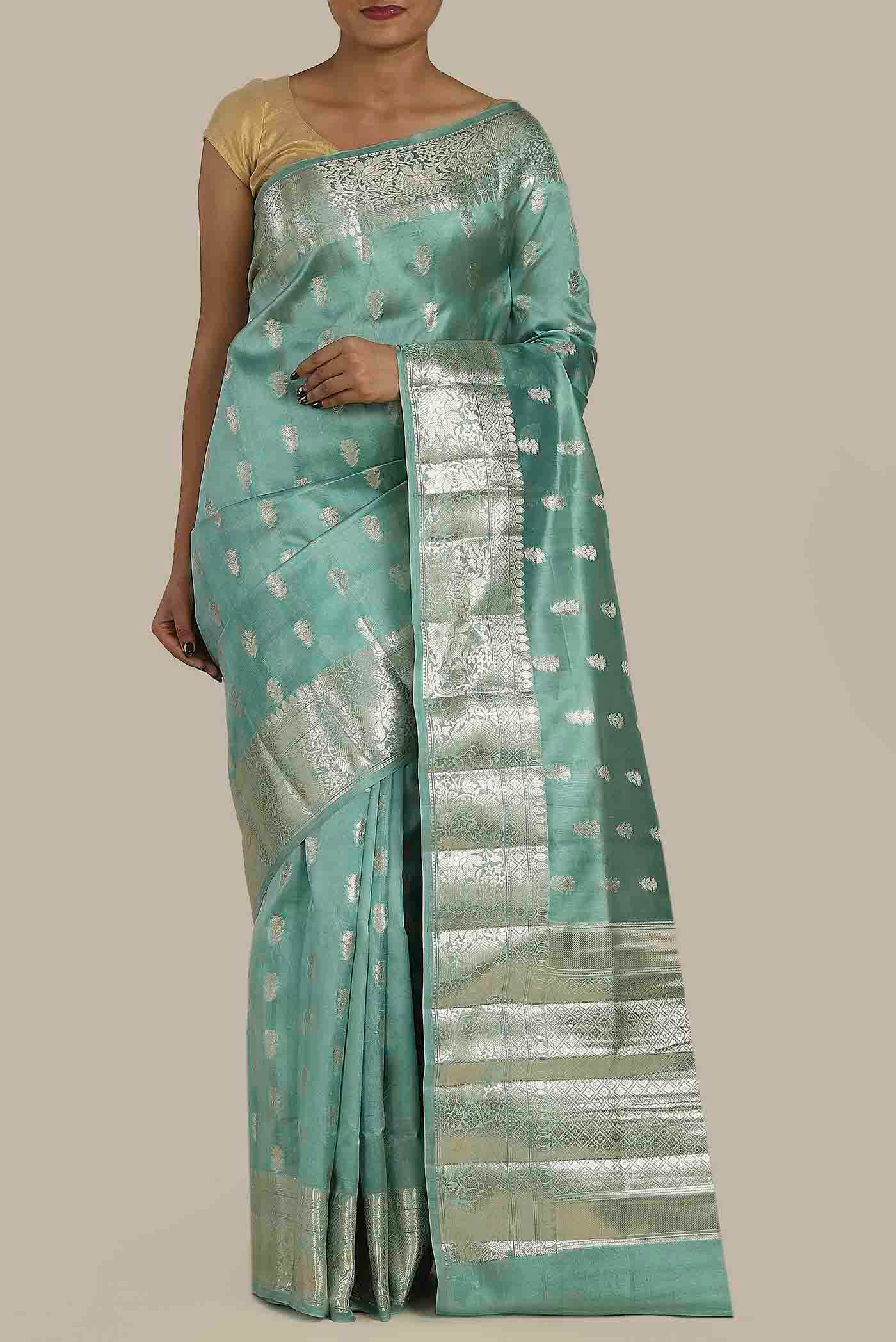 Blue Banarasi Raw Silk Saree