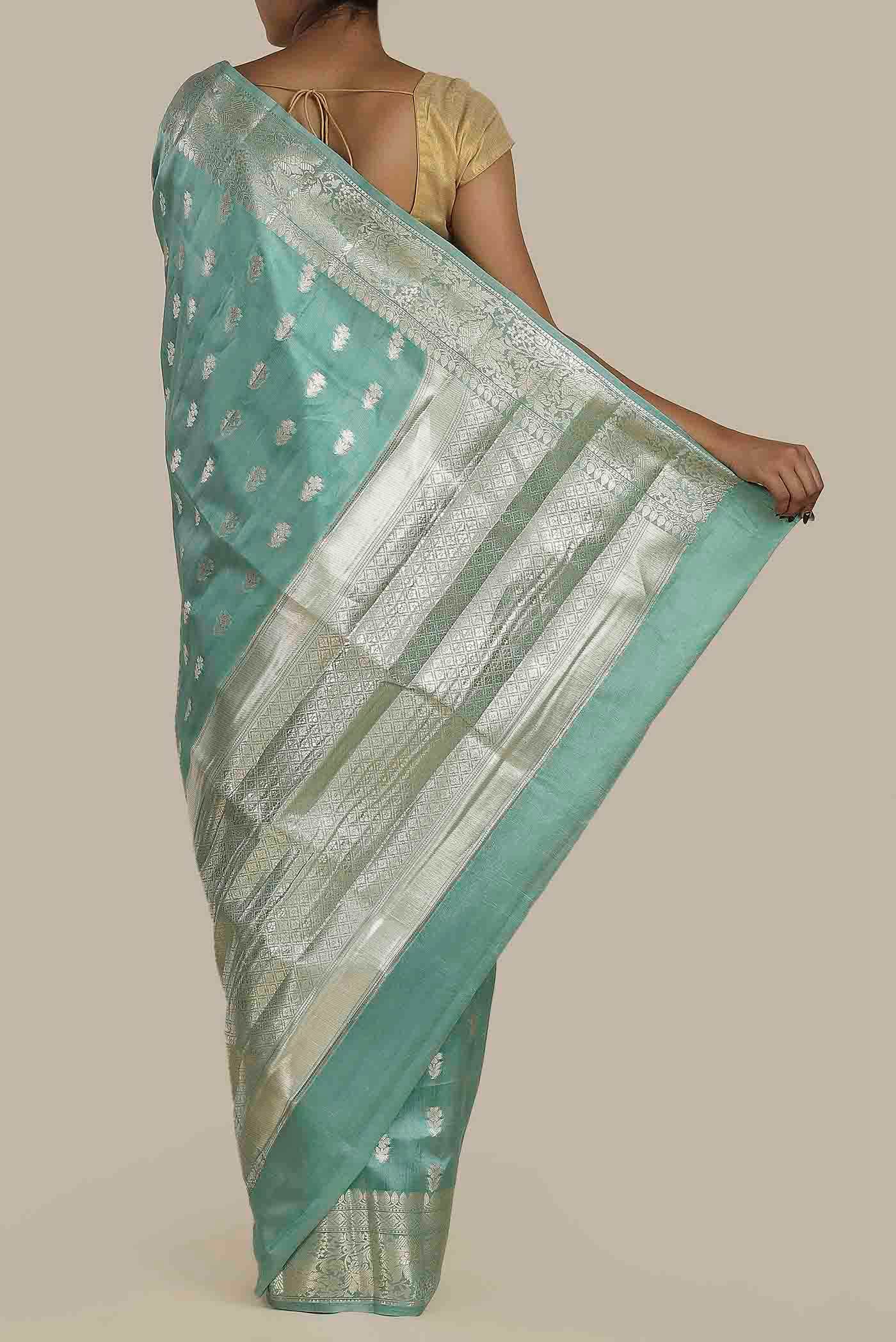 Blue Banarasi Raw Silk Saree