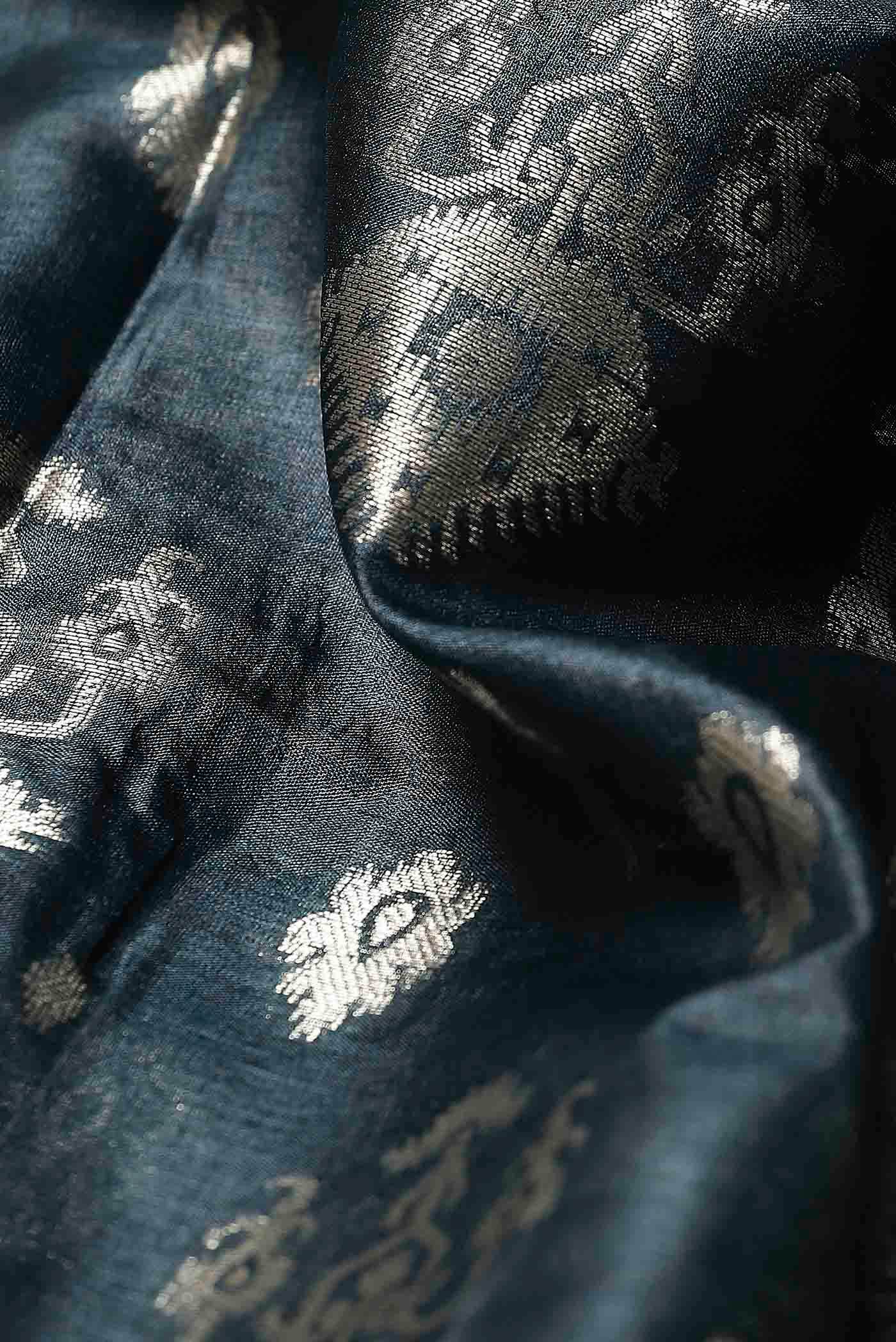 Blue Banarasi Raw Silk Saree