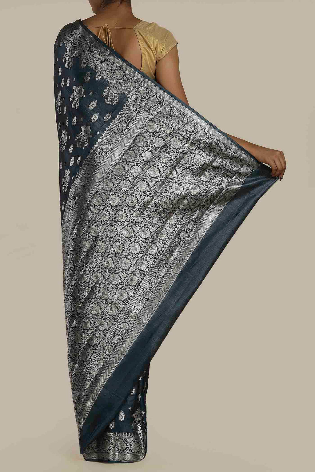 Blue Banarasi Raw Silk Saree