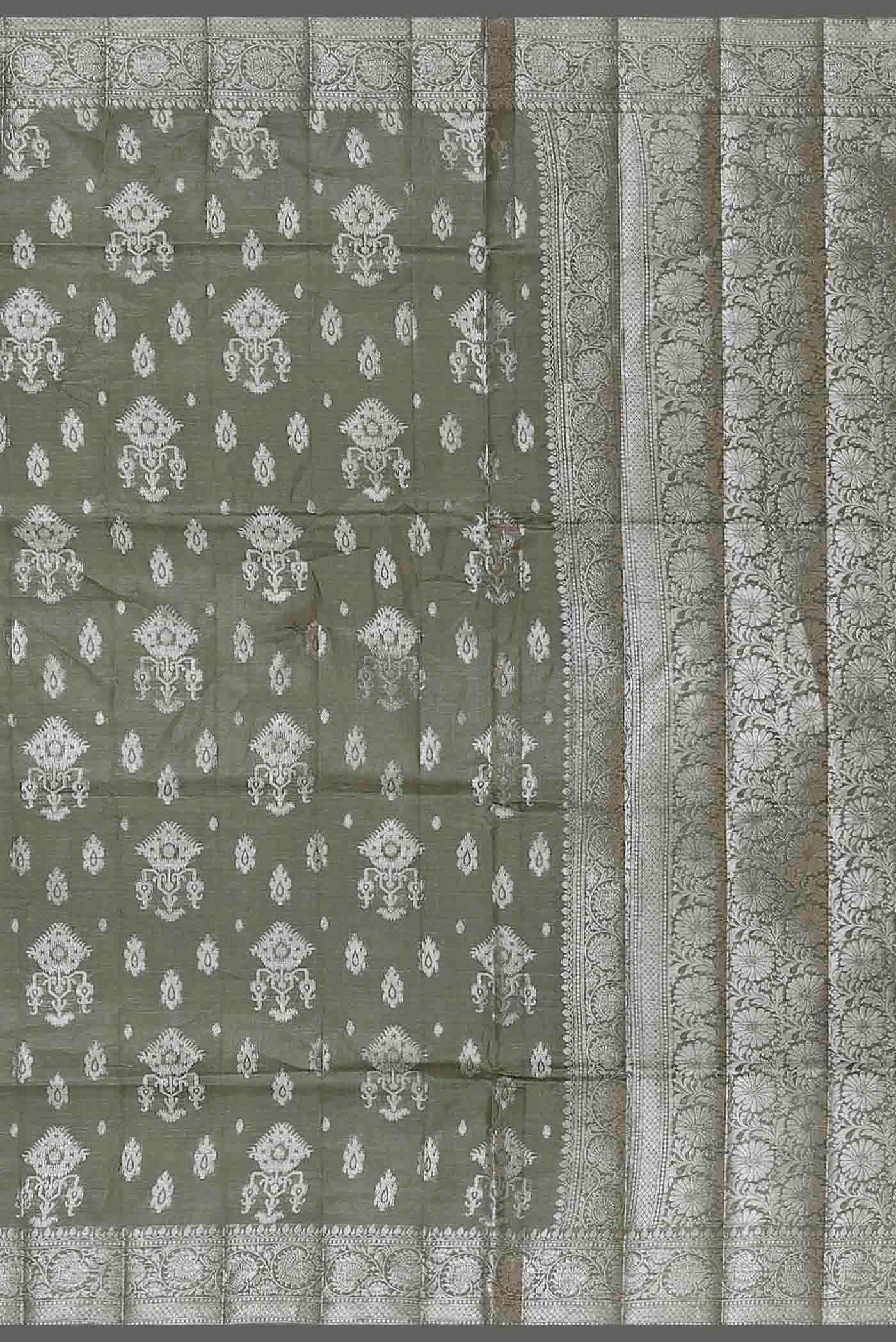 Green Banarasi Raw Silk Saree