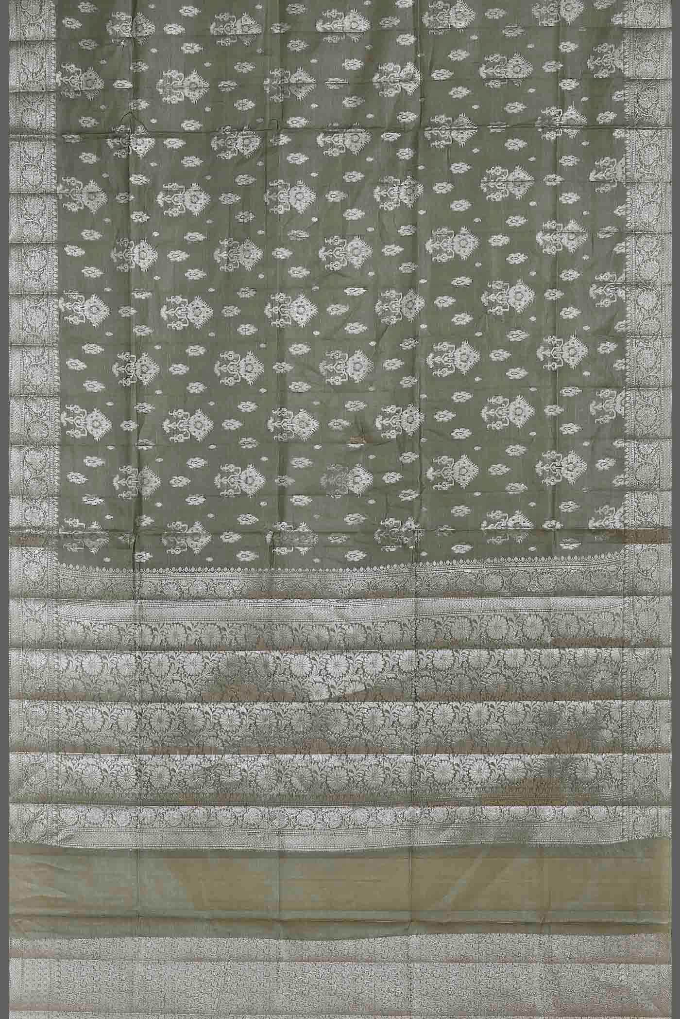 Green Banarasi Raw Silk Saree