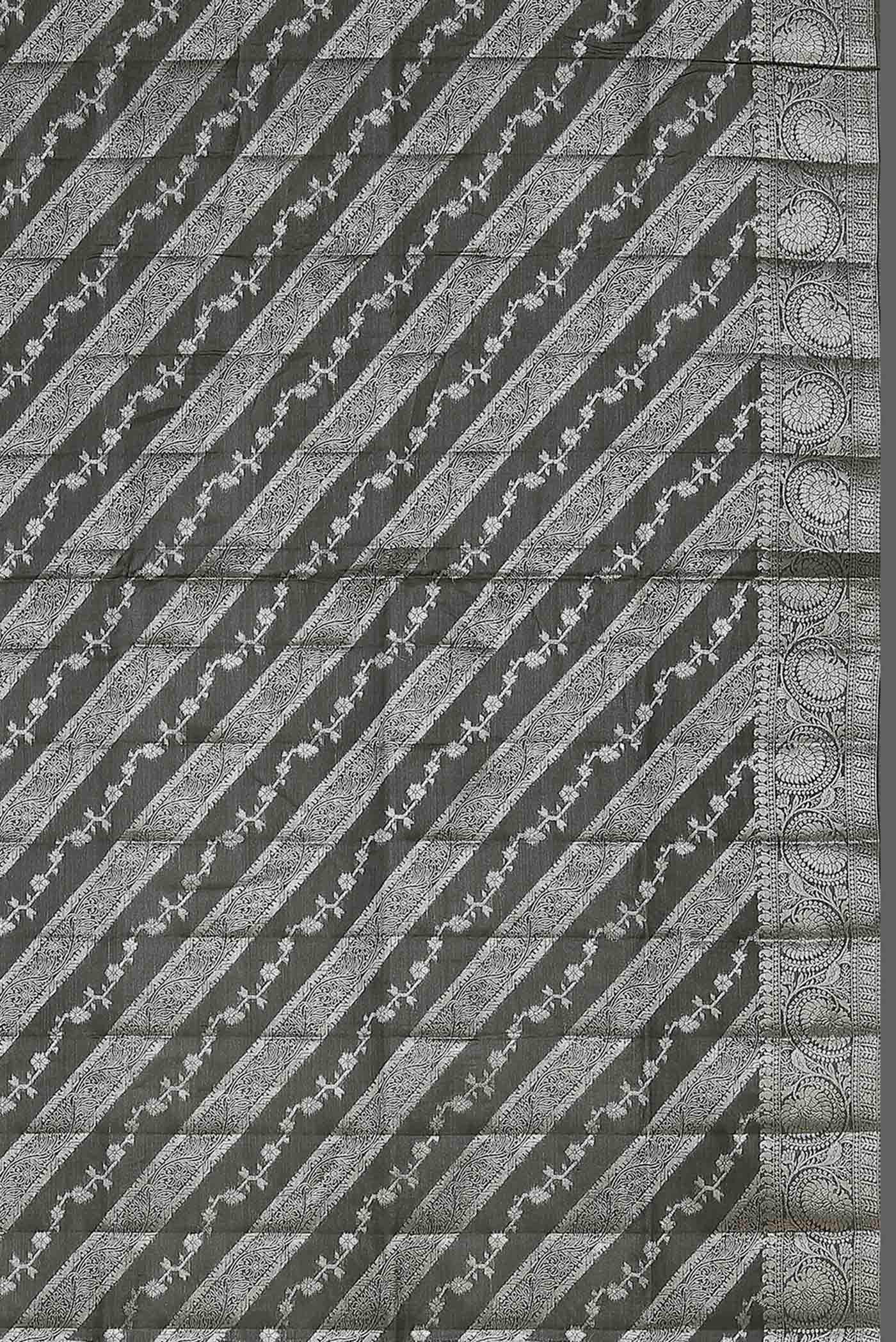 Black Banarasi Raw Silk Saree