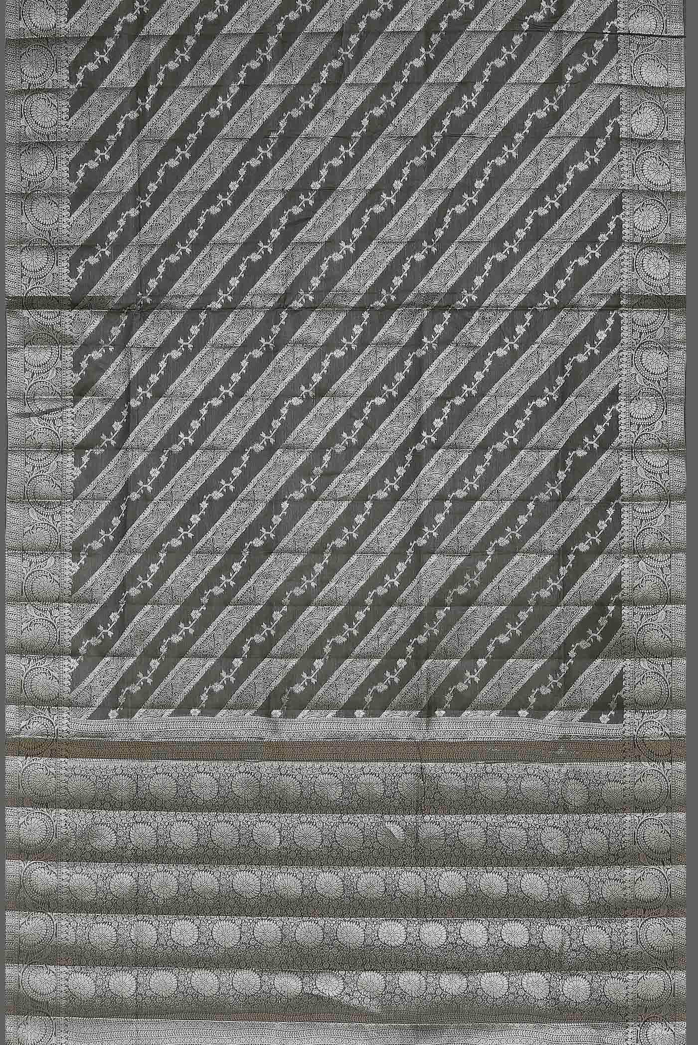 Black Banarasi Raw Silk Saree