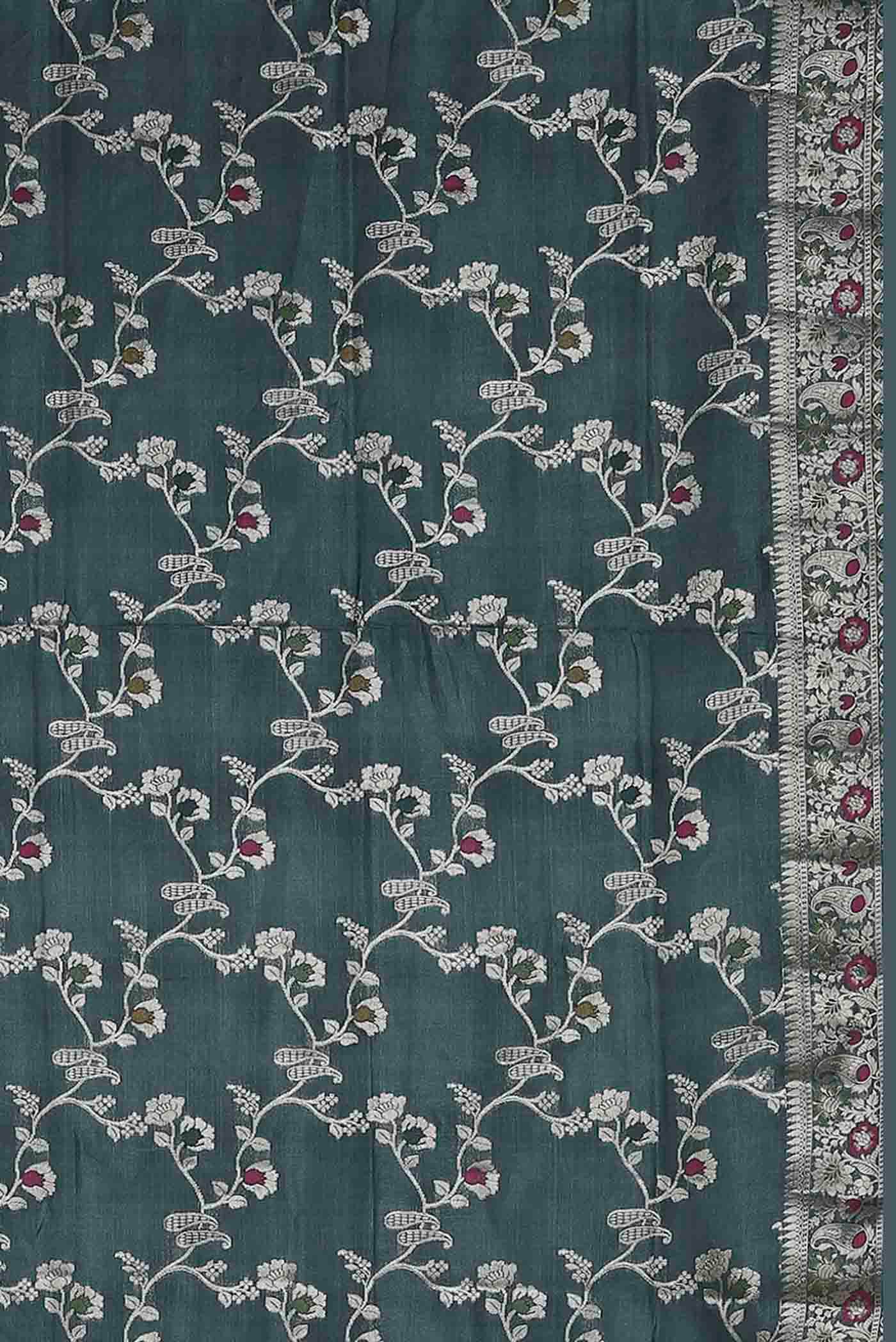 Blue Banarasi Raw Silk Saree