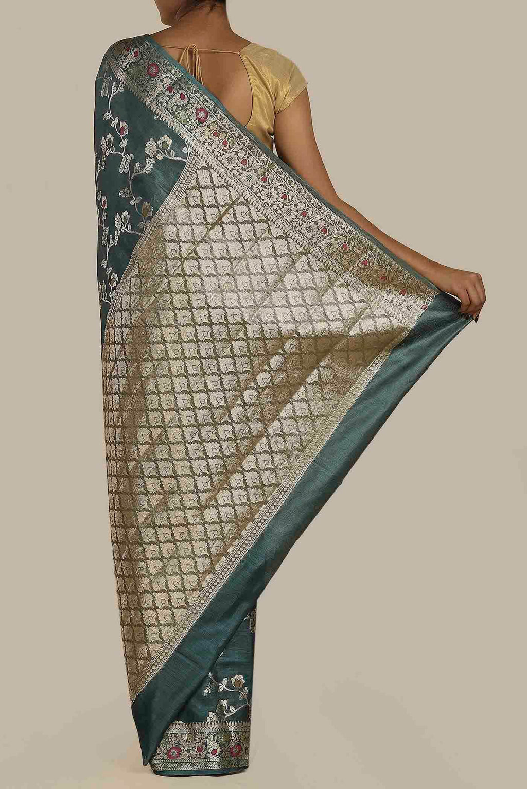 Blue Banarasi Raw Silk Saree