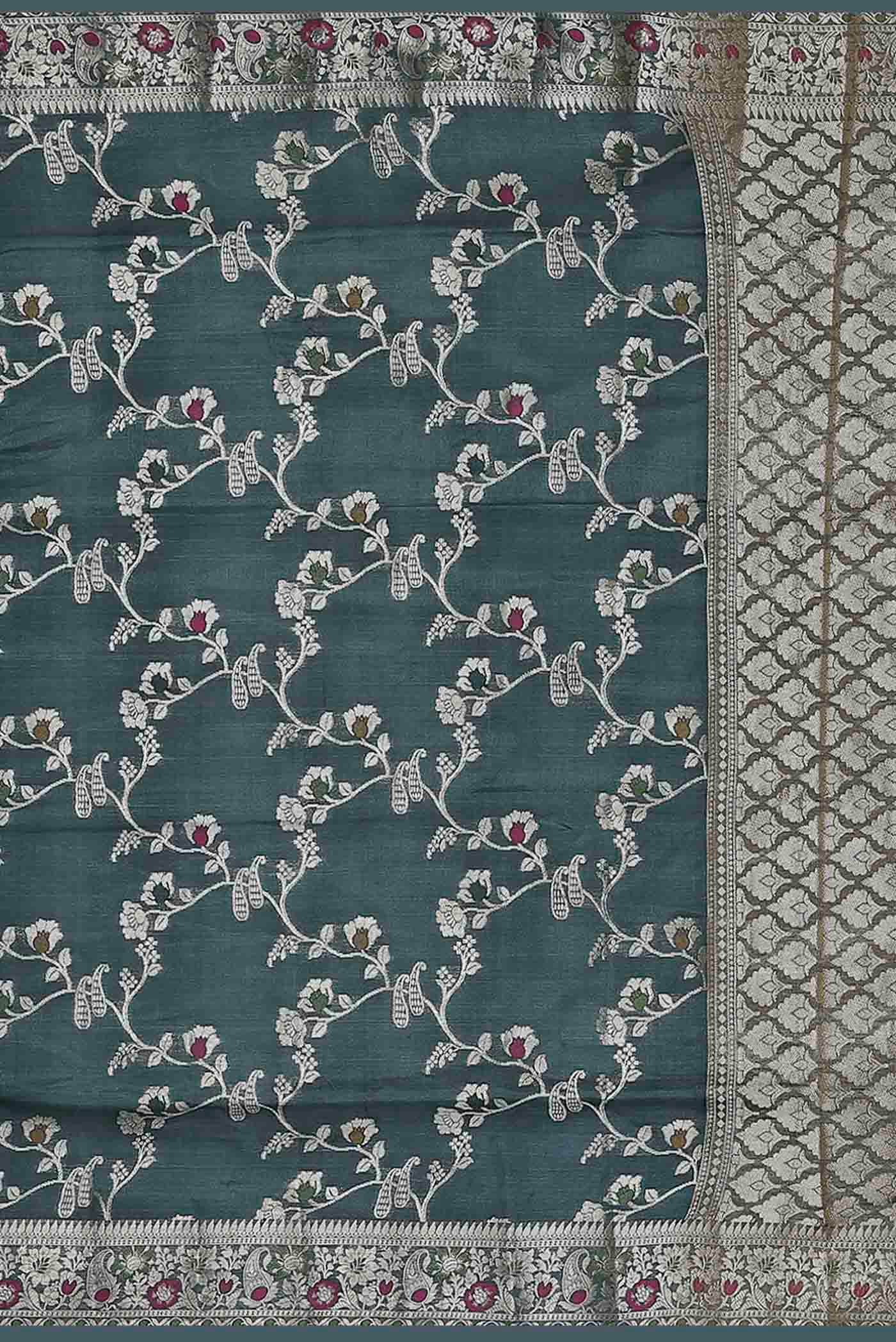 Blue Banarasi Raw Silk Saree