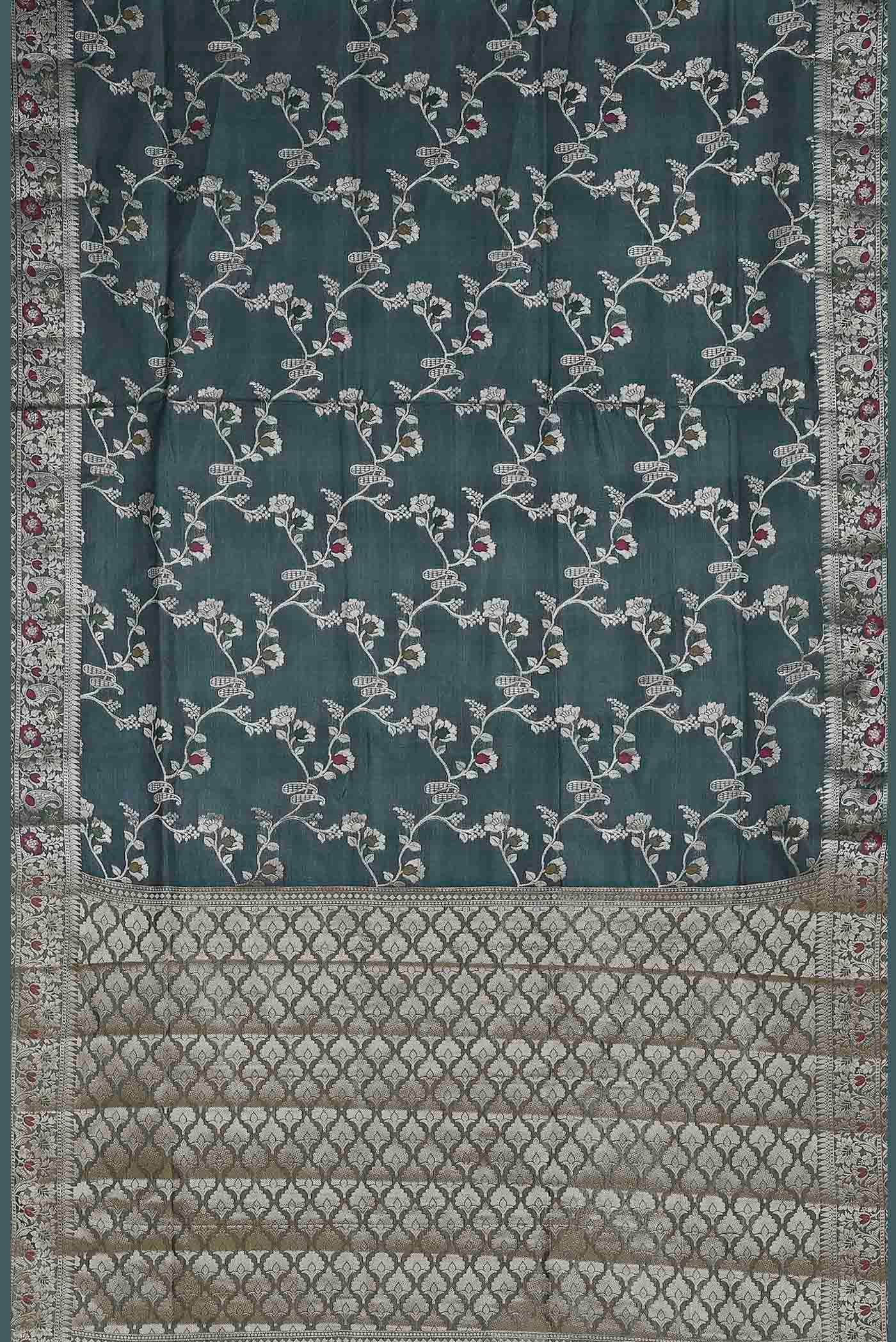 Blue Banarasi Raw Silk Saree