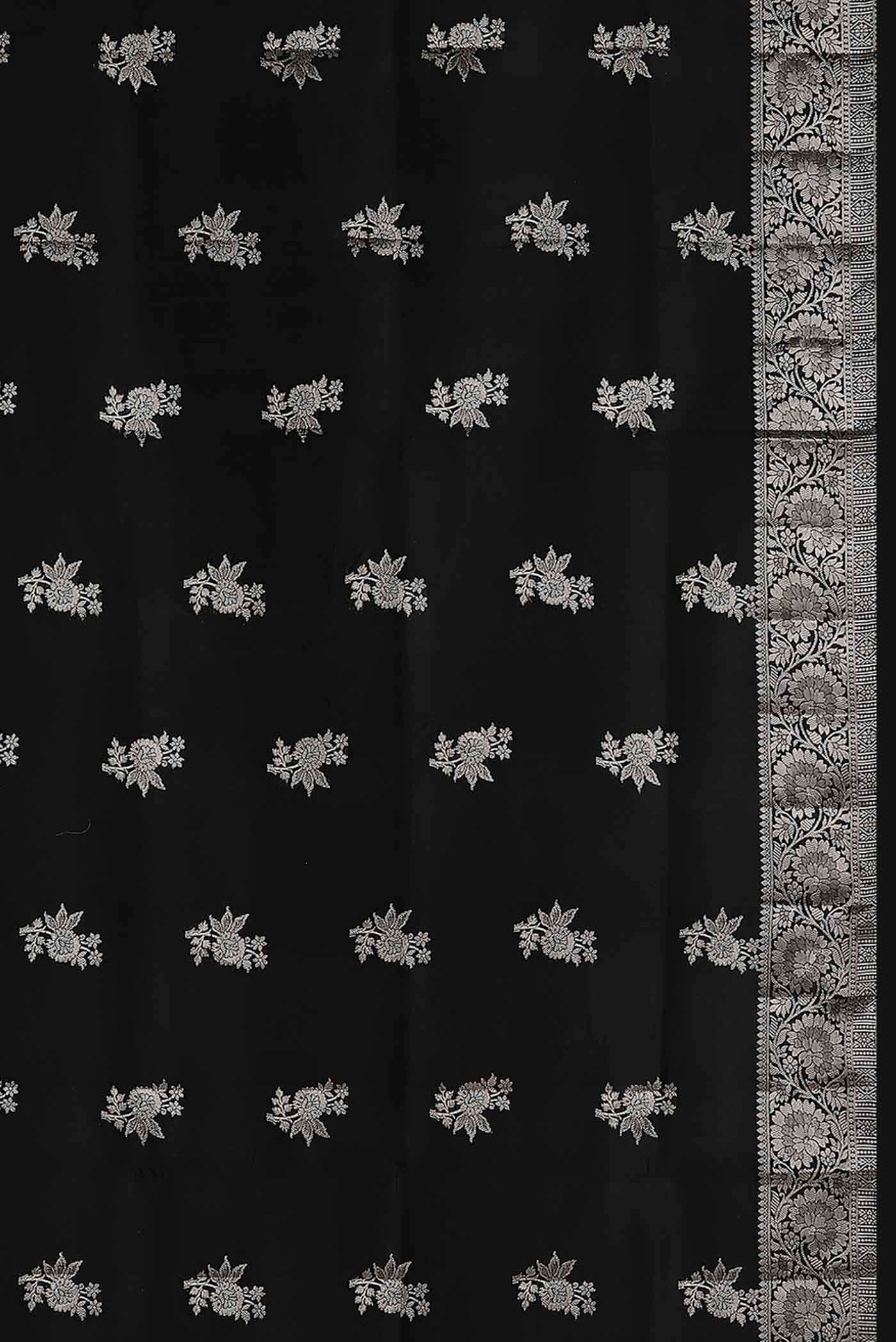 Black Banarasi Raw Silk Saree
