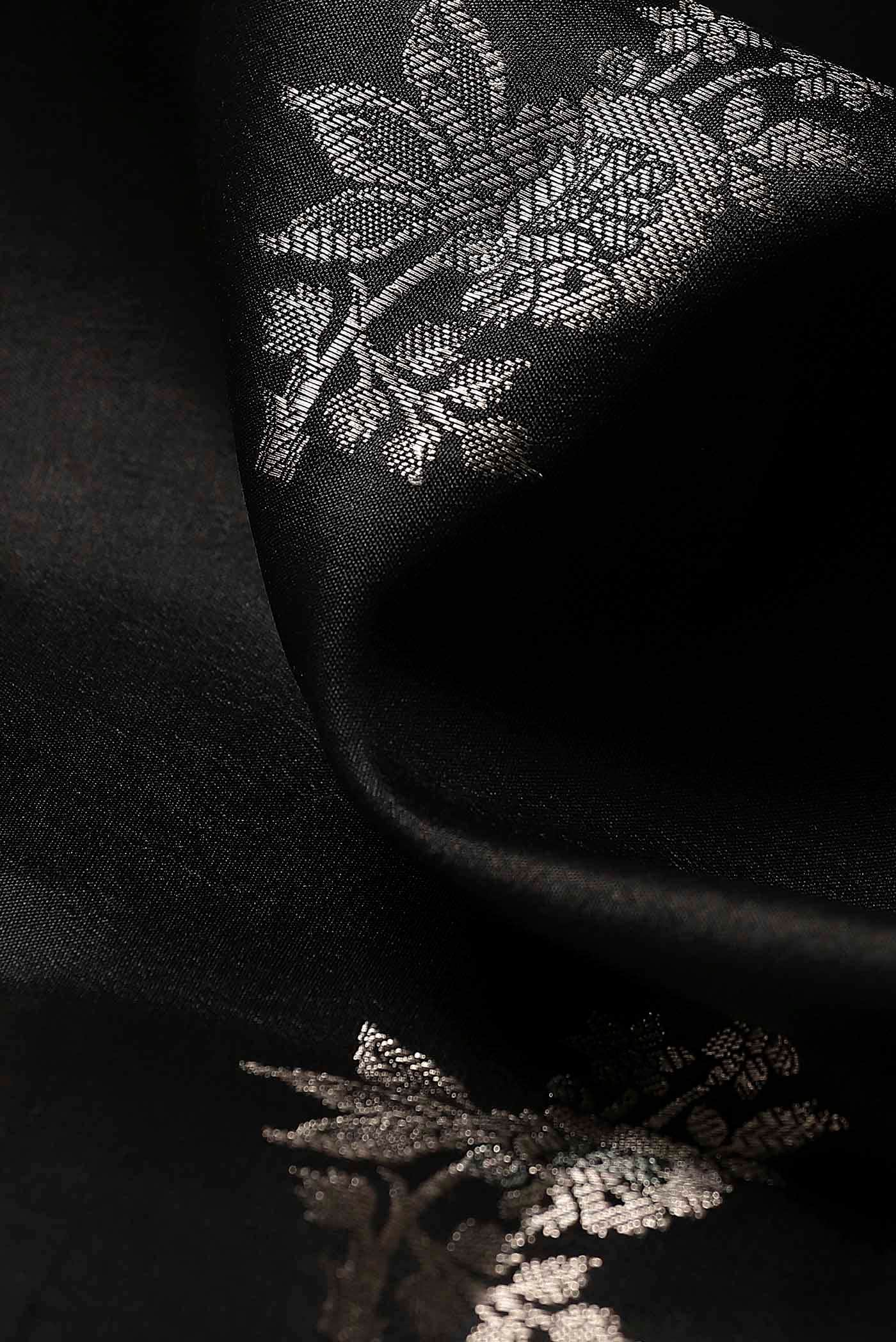 Black Banarasi Raw Silk Saree