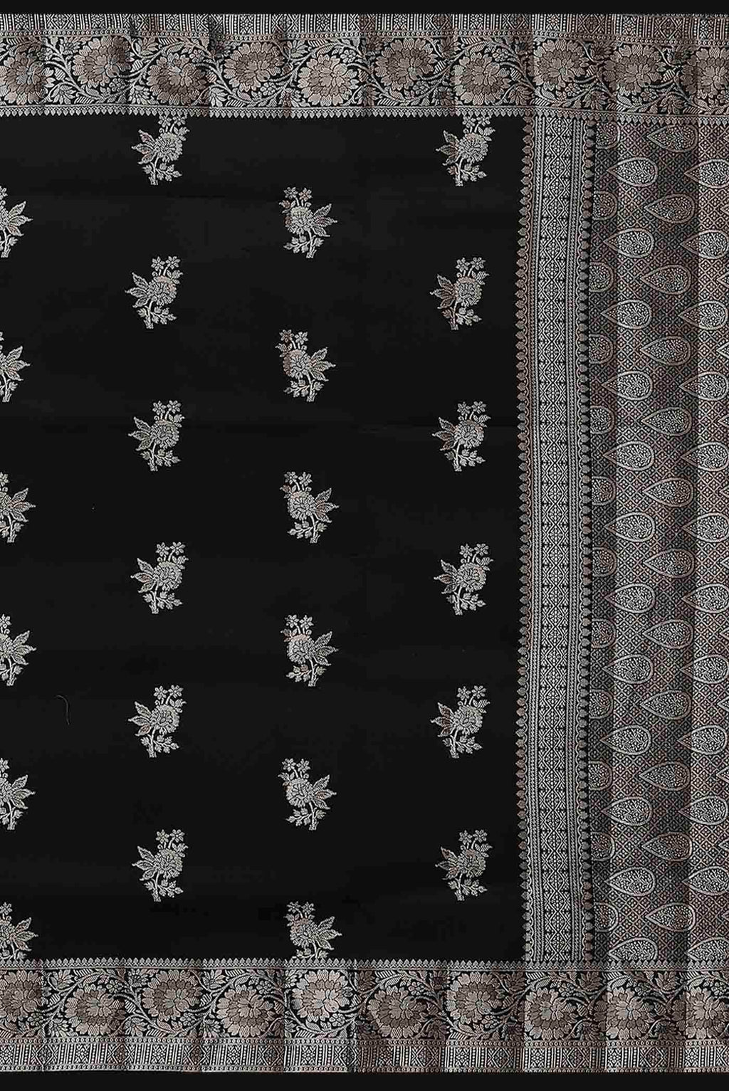 Black Banarasi Raw Silk Saree