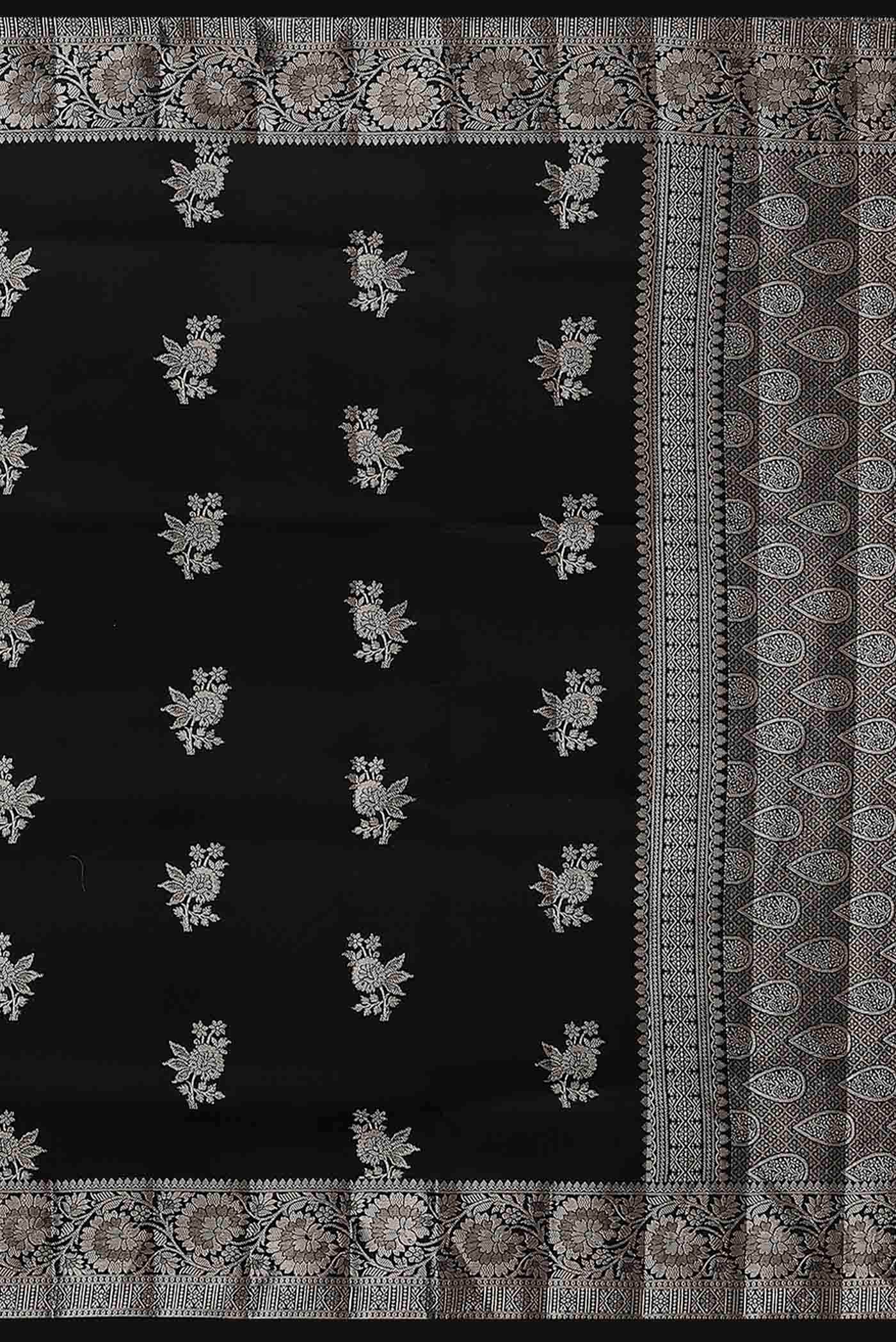 Black Banarasi Raw Silk Saree