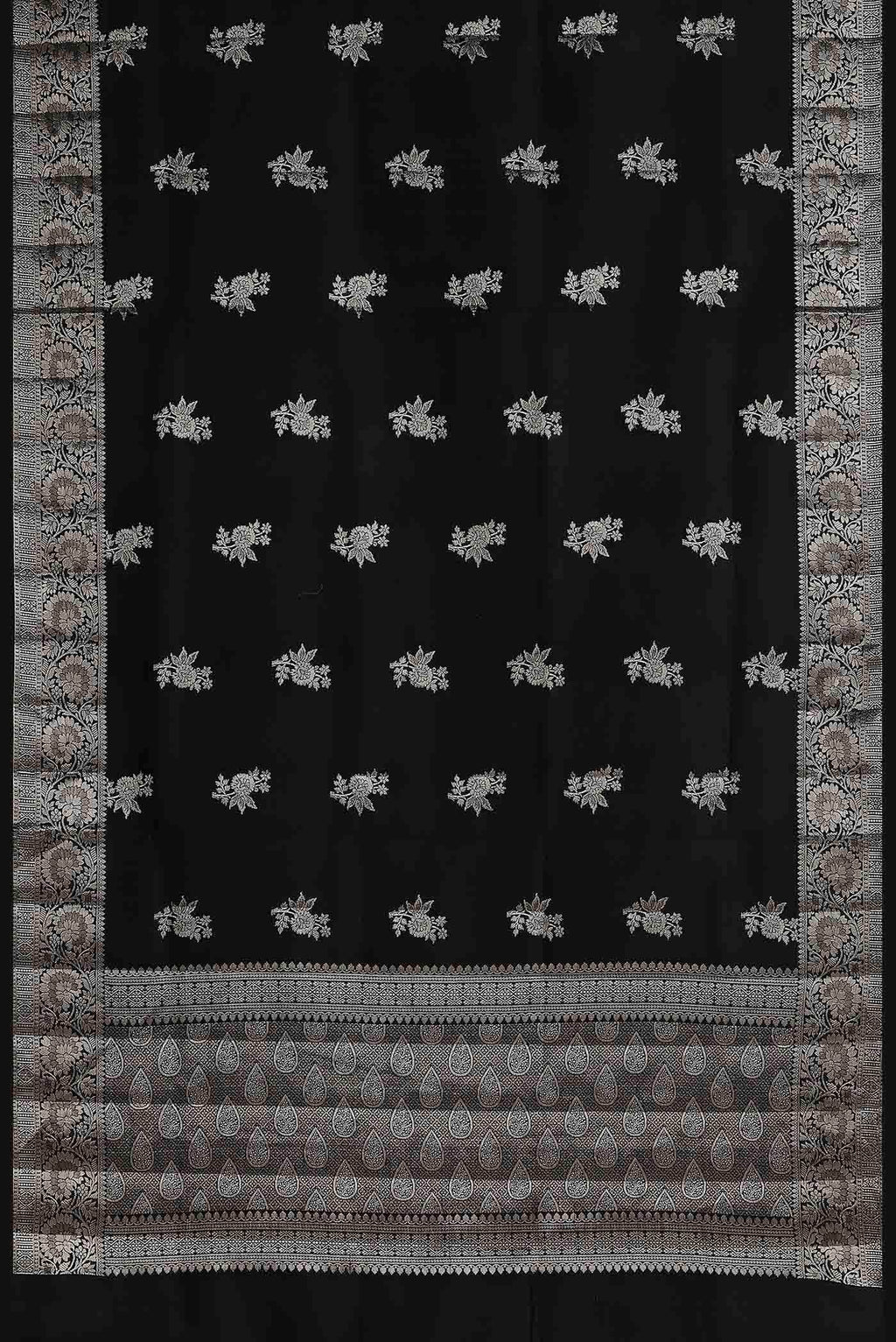 Black Banarasi Raw Silk Saree