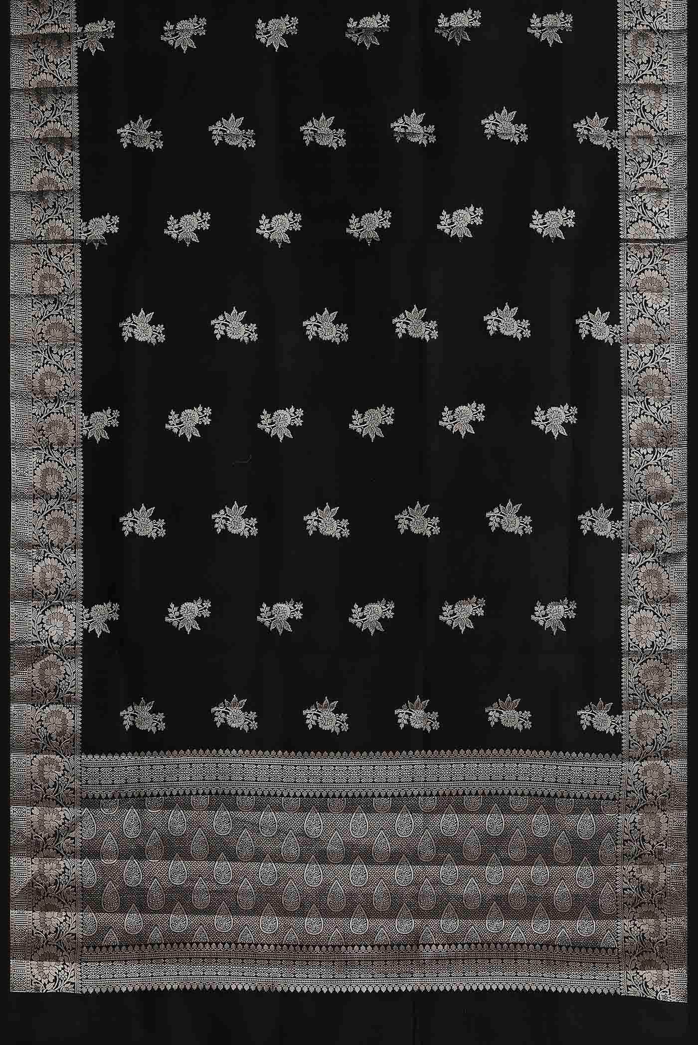 Black Banarasi Raw Silk Saree