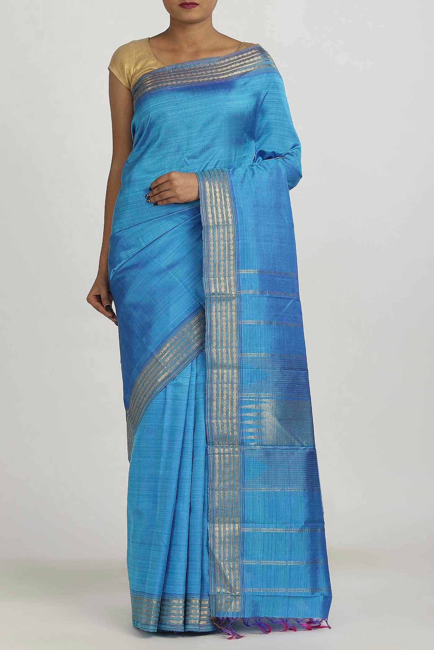 Blue Kanchipuram Silk Saree