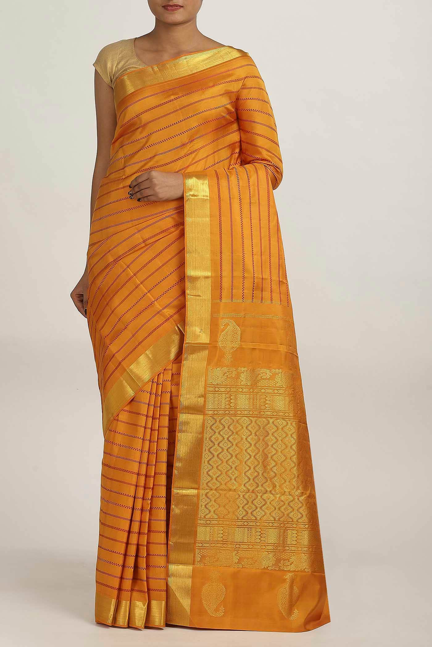 Yellow Kanchipuram Silk Saree
