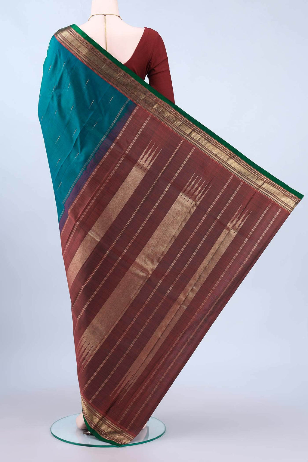 Dark Blue Dual Tone Kanchipuram Silk Saree