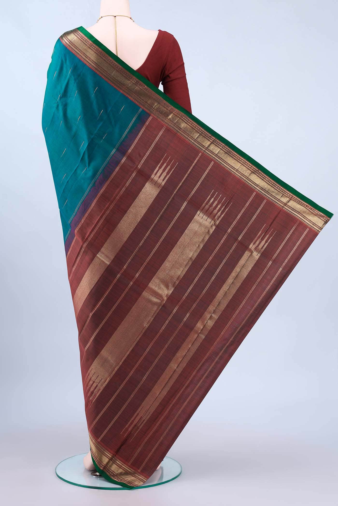 Dark Blue Dual Tone Kanchipuram Silk Saree