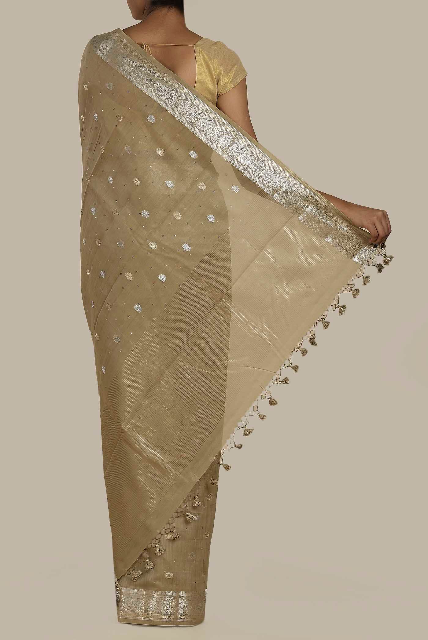 Beige Chiffon Saree