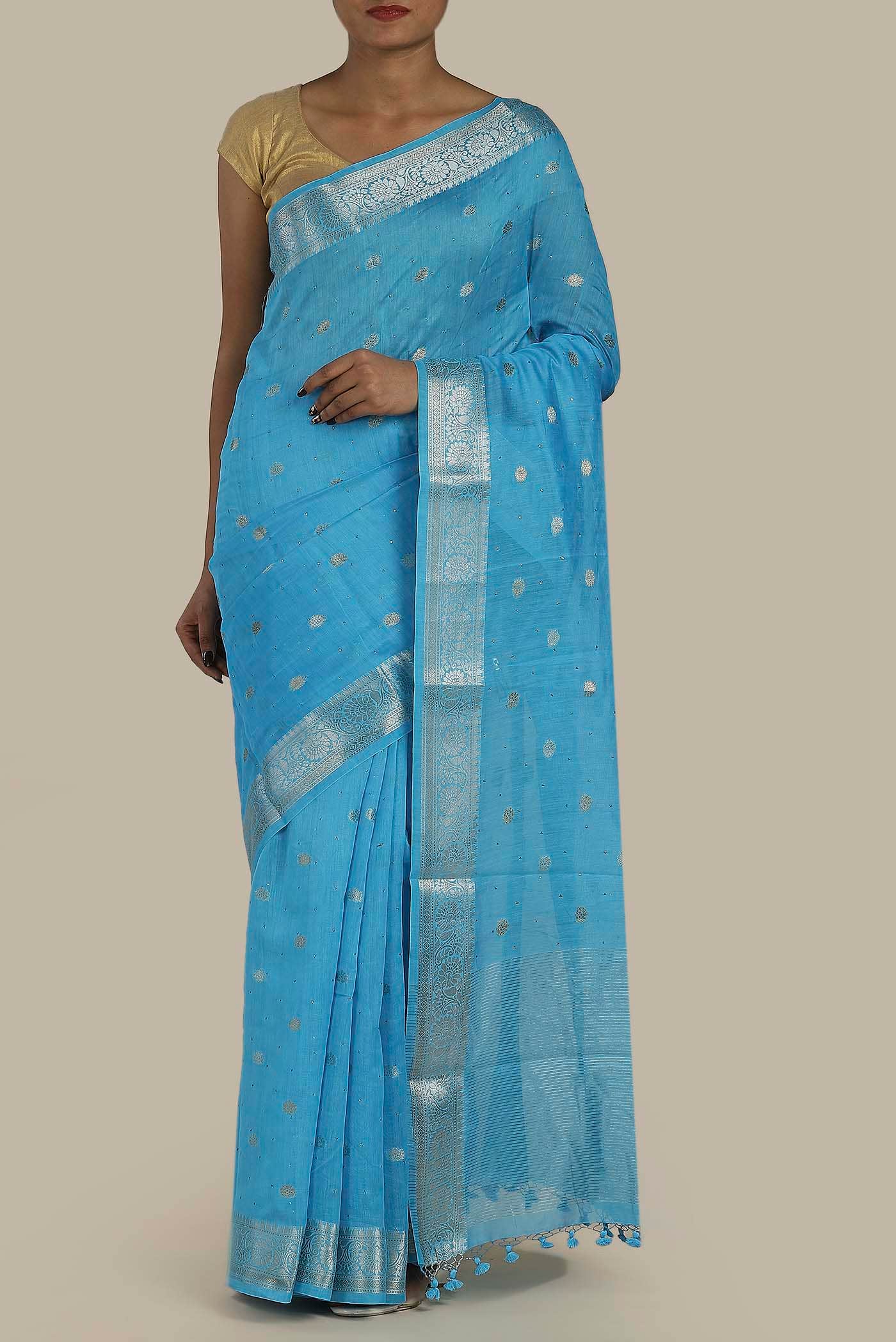 Blue Chiffon Saree