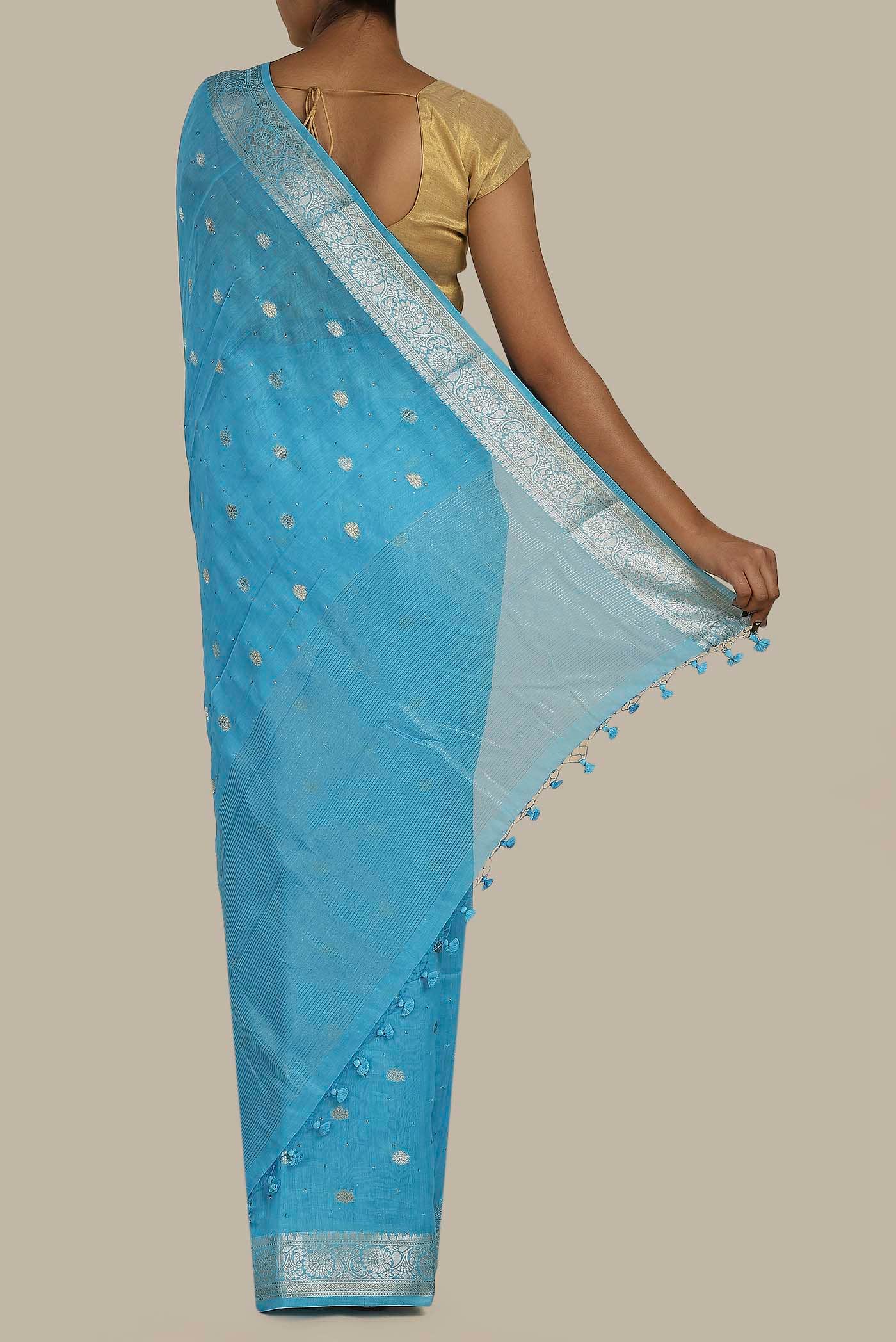 Blue Chiffon Saree